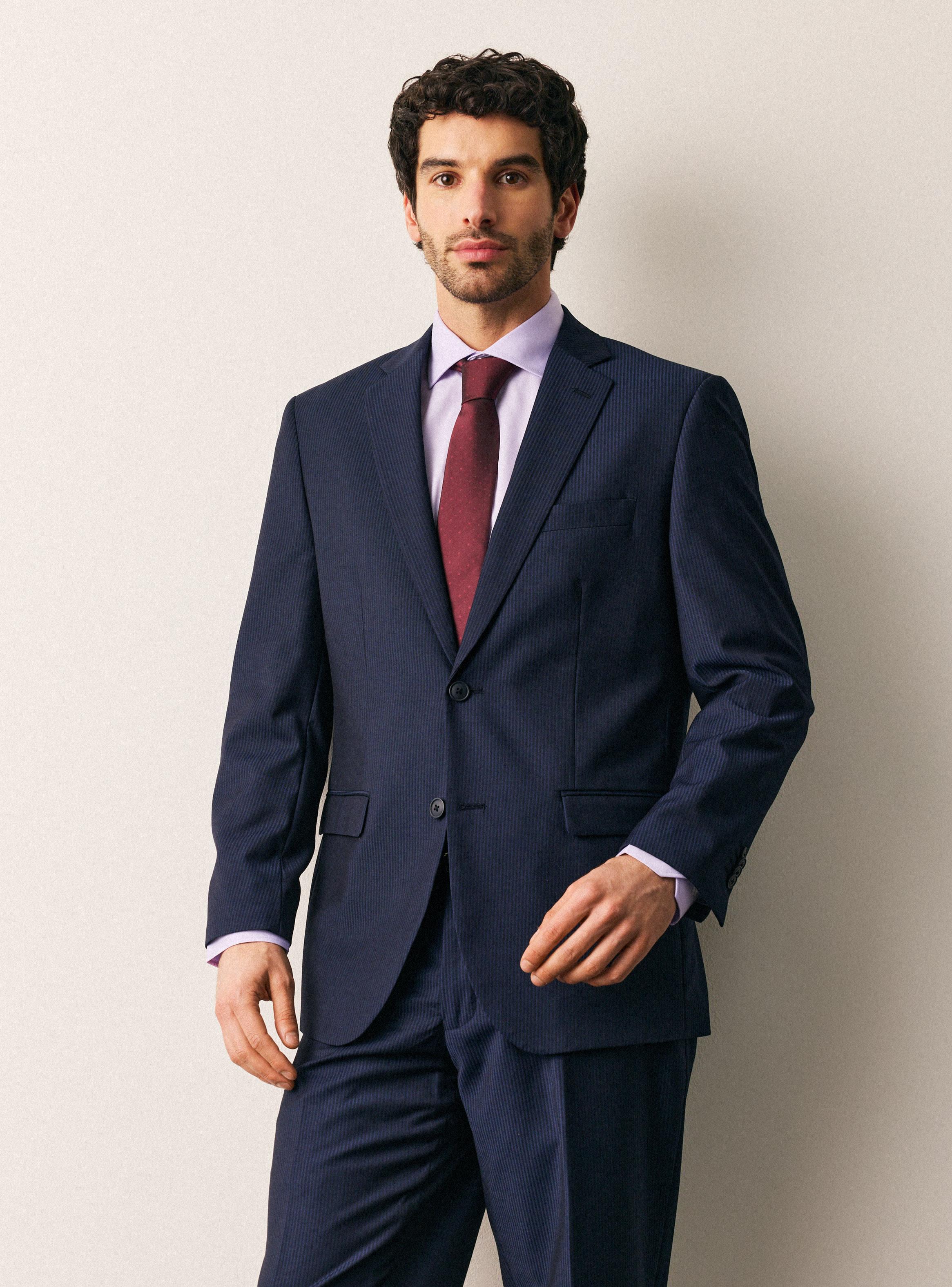 Traje Recto Regular Fit Fantasía Acanalada-0