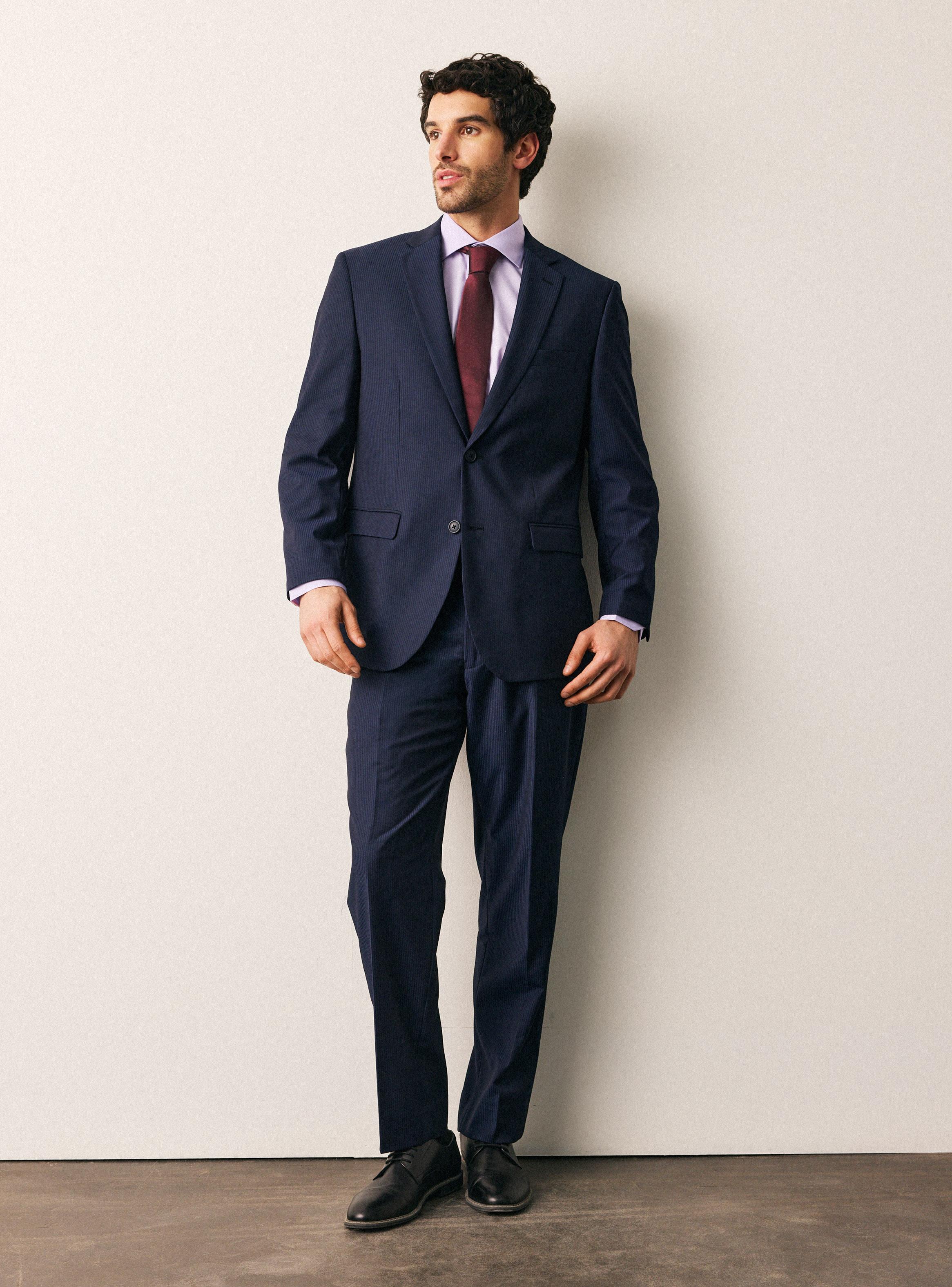 Traje Recto Regular Fit Fantasía Acanalada-3