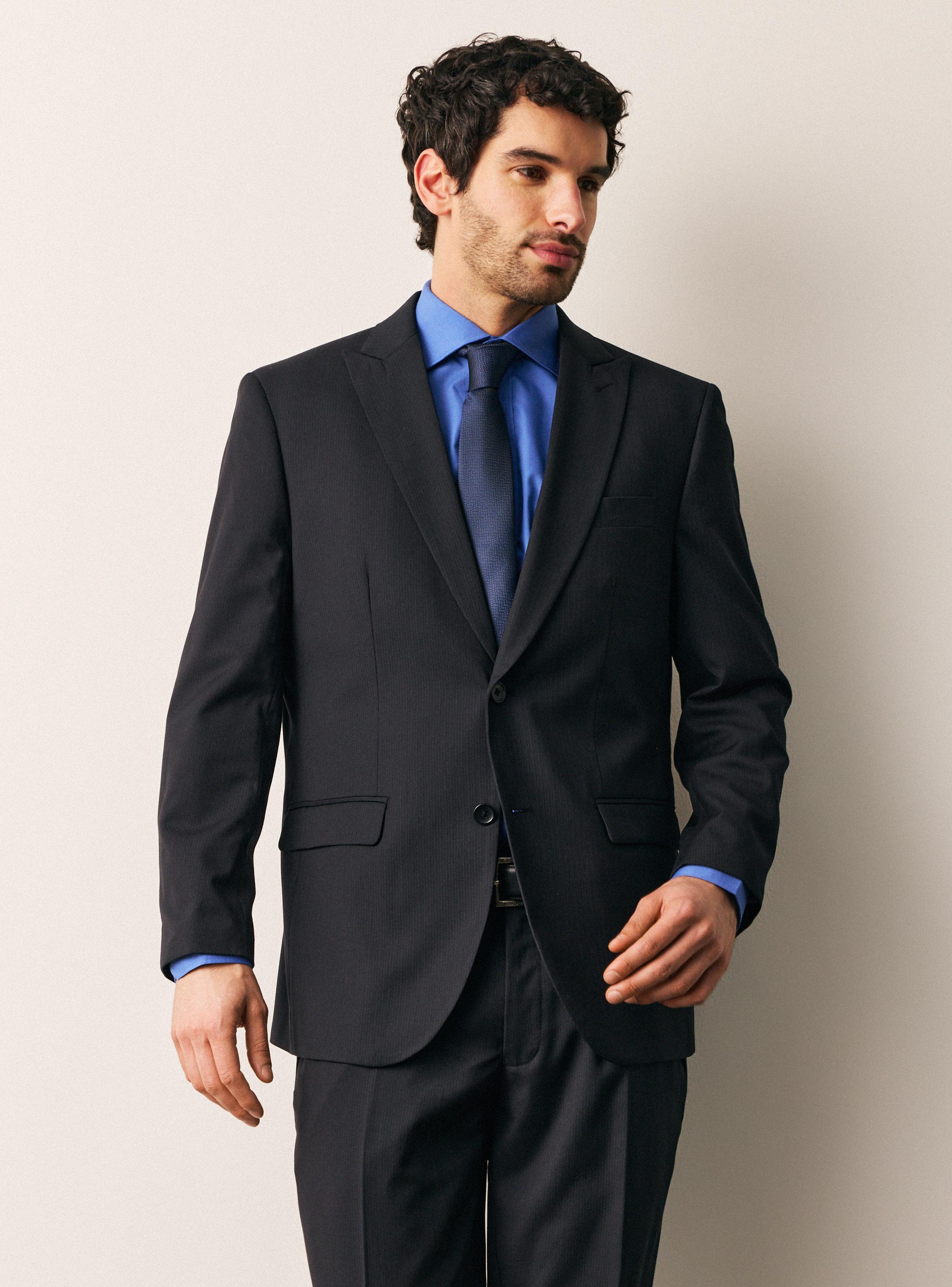 Traje Recto Fantasía Acanalada Regular Fit-0
