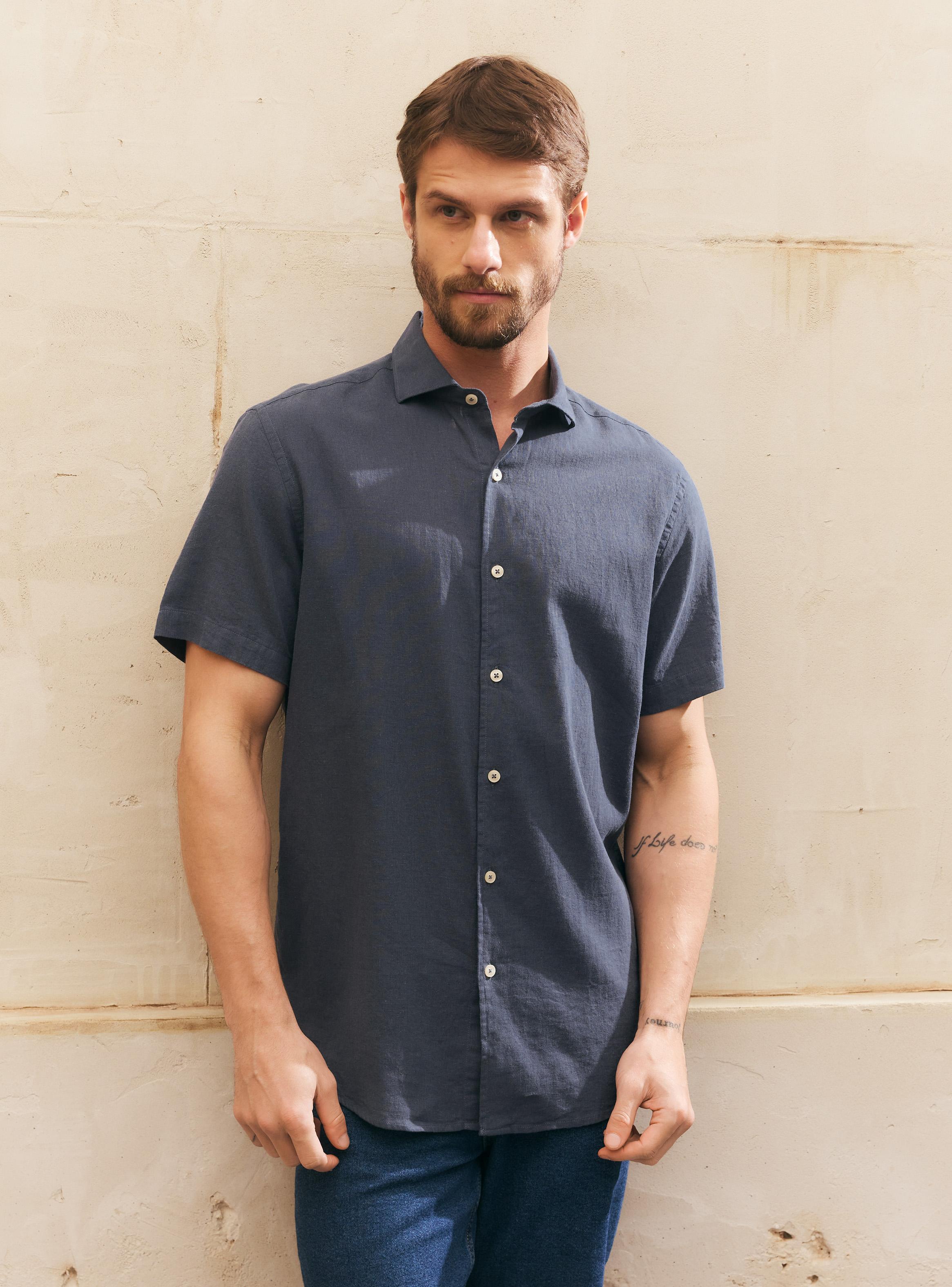 Camisa Manga Corta Lino-0