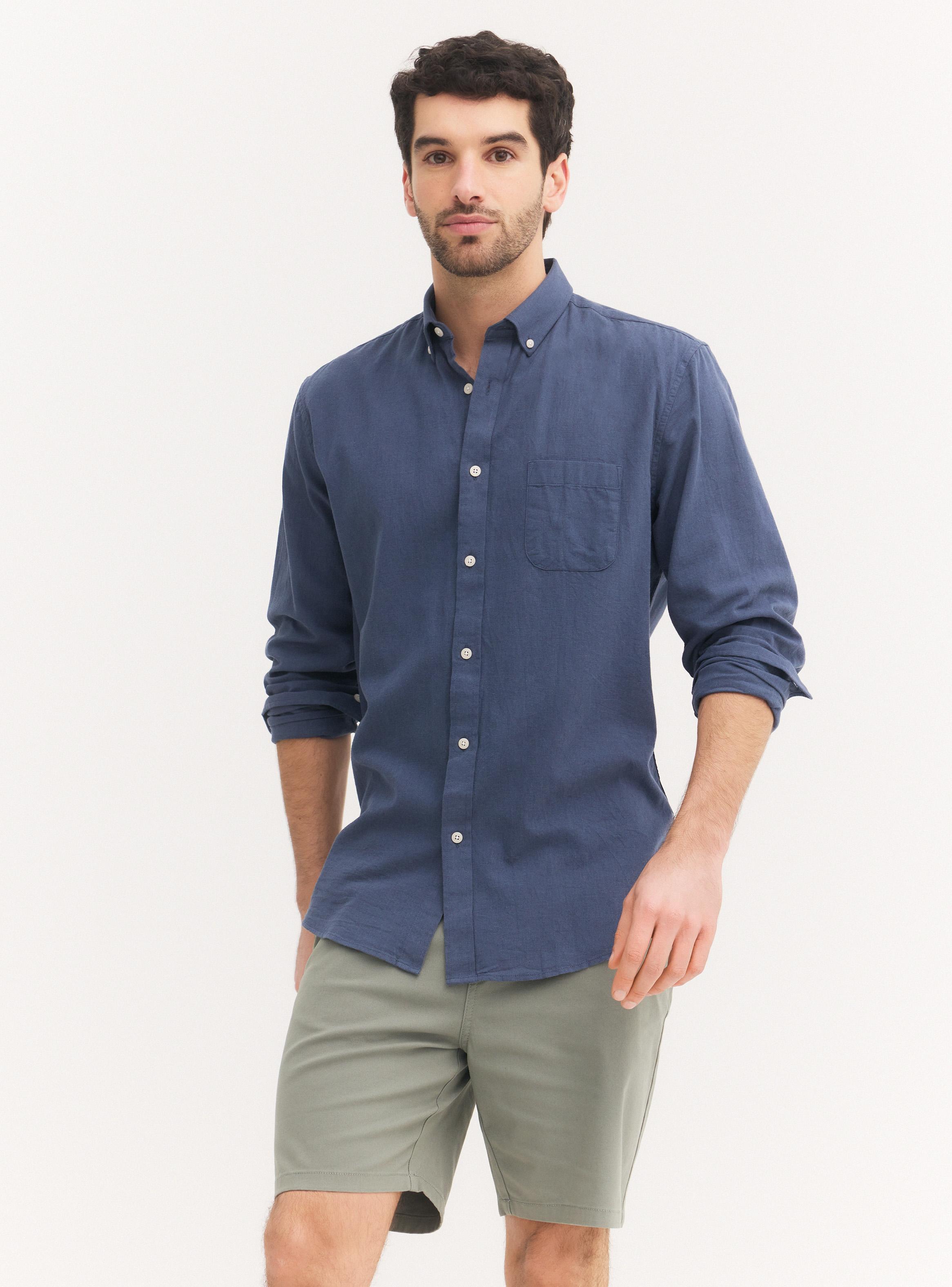 Camisa Manga Corta Algodón Lino-0