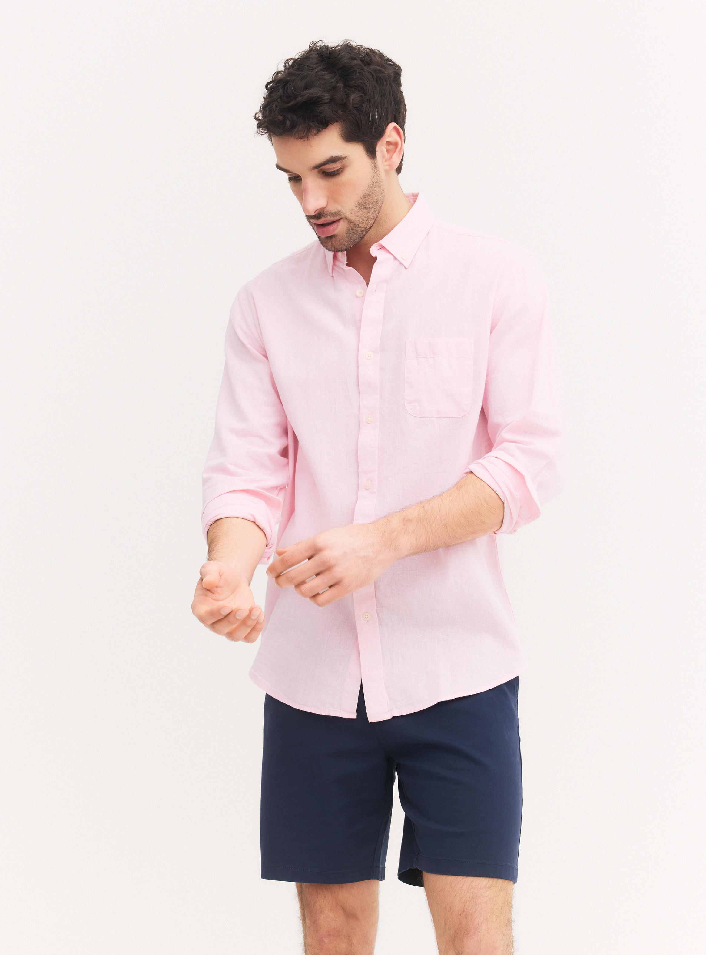 Camisa Manga Corta Algodón Lino-0