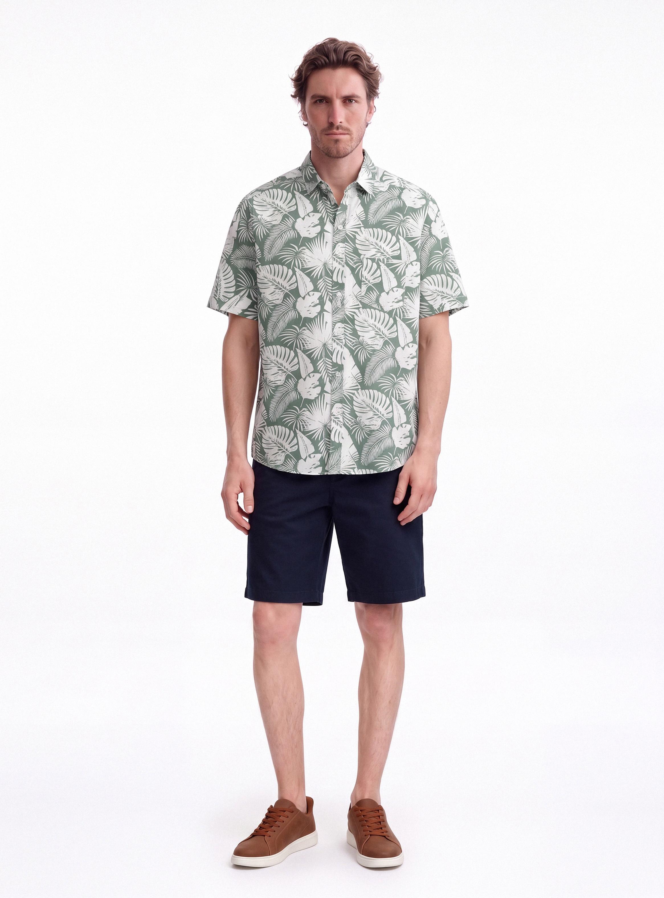 Camisa Manga Corta Algodón Print Hojas-4