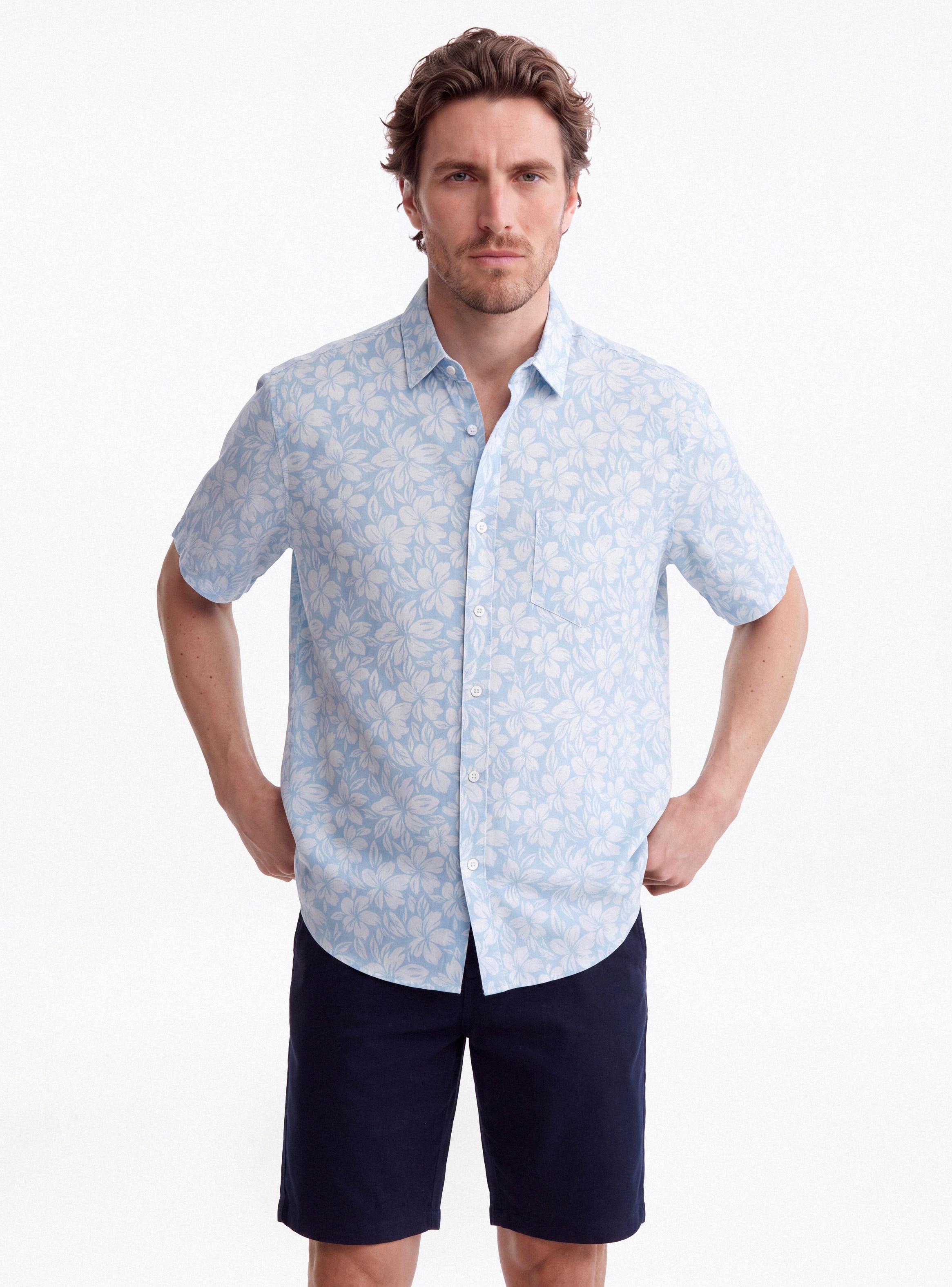 Camisa Manga Corta Algodón Print Hojas-0