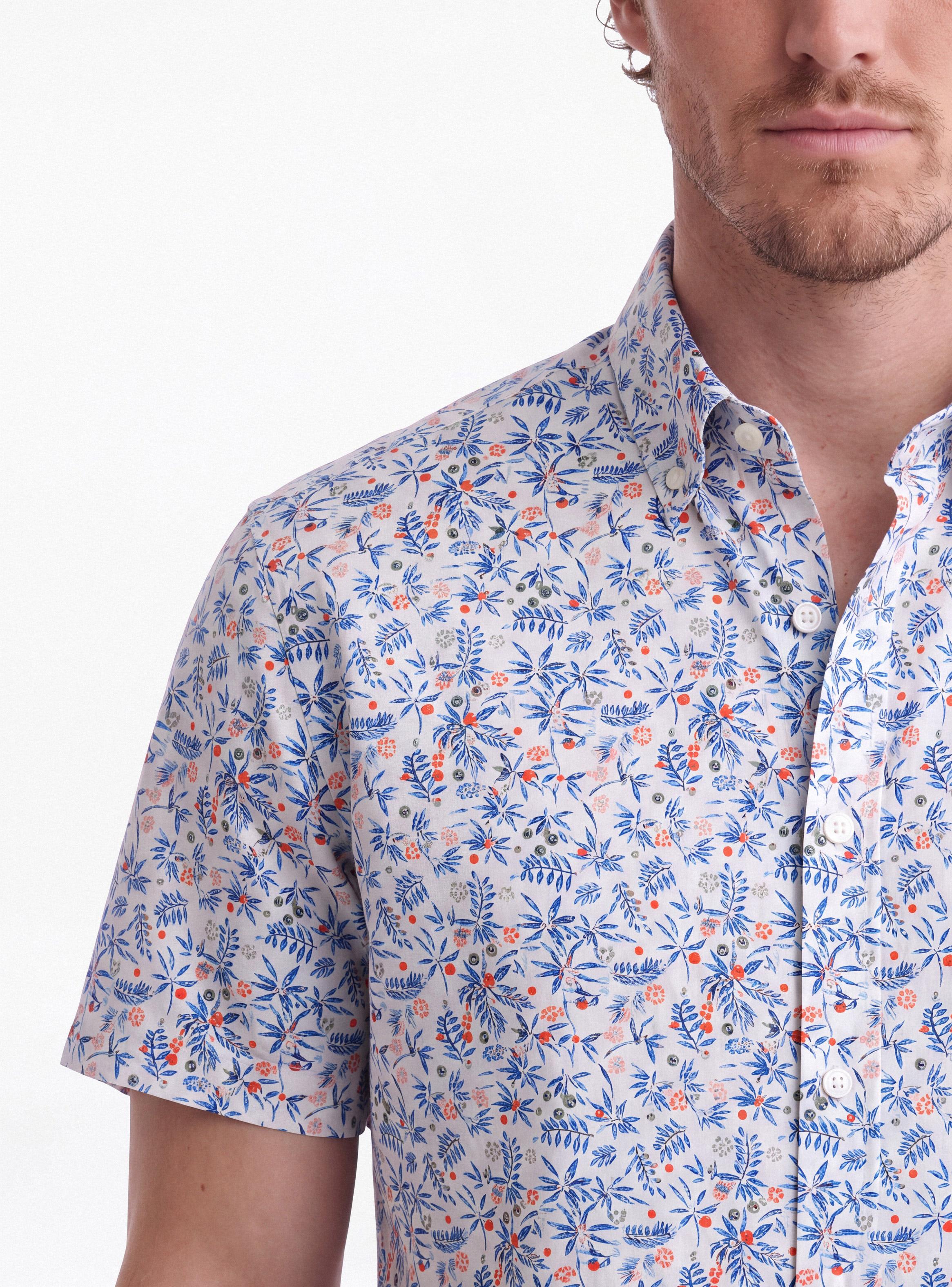 Camisa Manga Corta Viscoa y Lino Mini Print-3