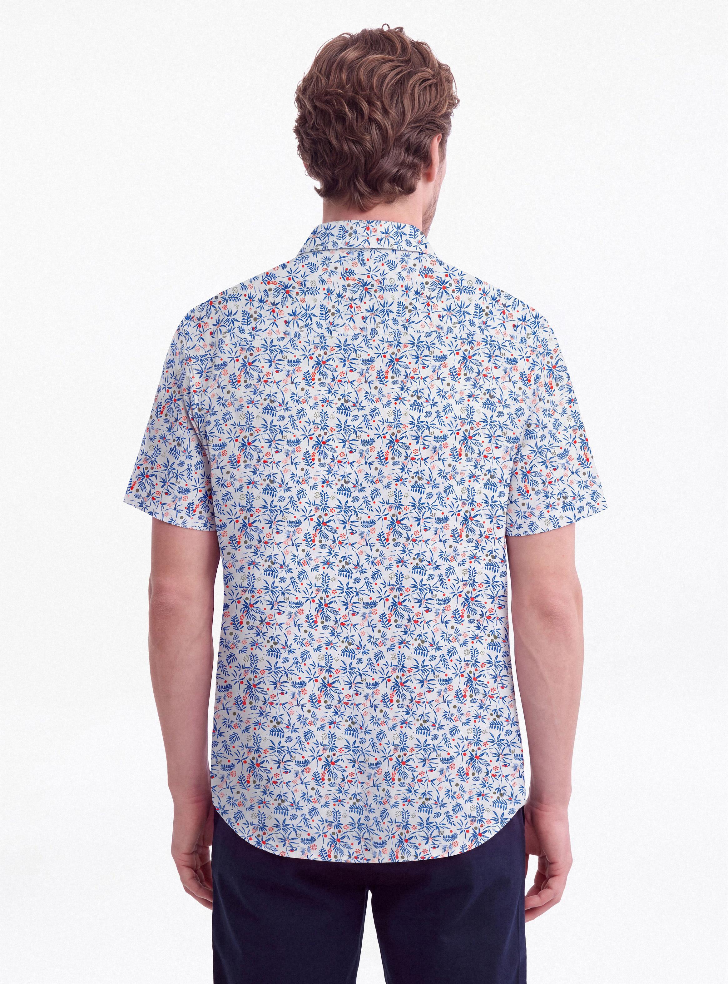 Camisa Manga Corta Viscoa y Lino Mini Print-1