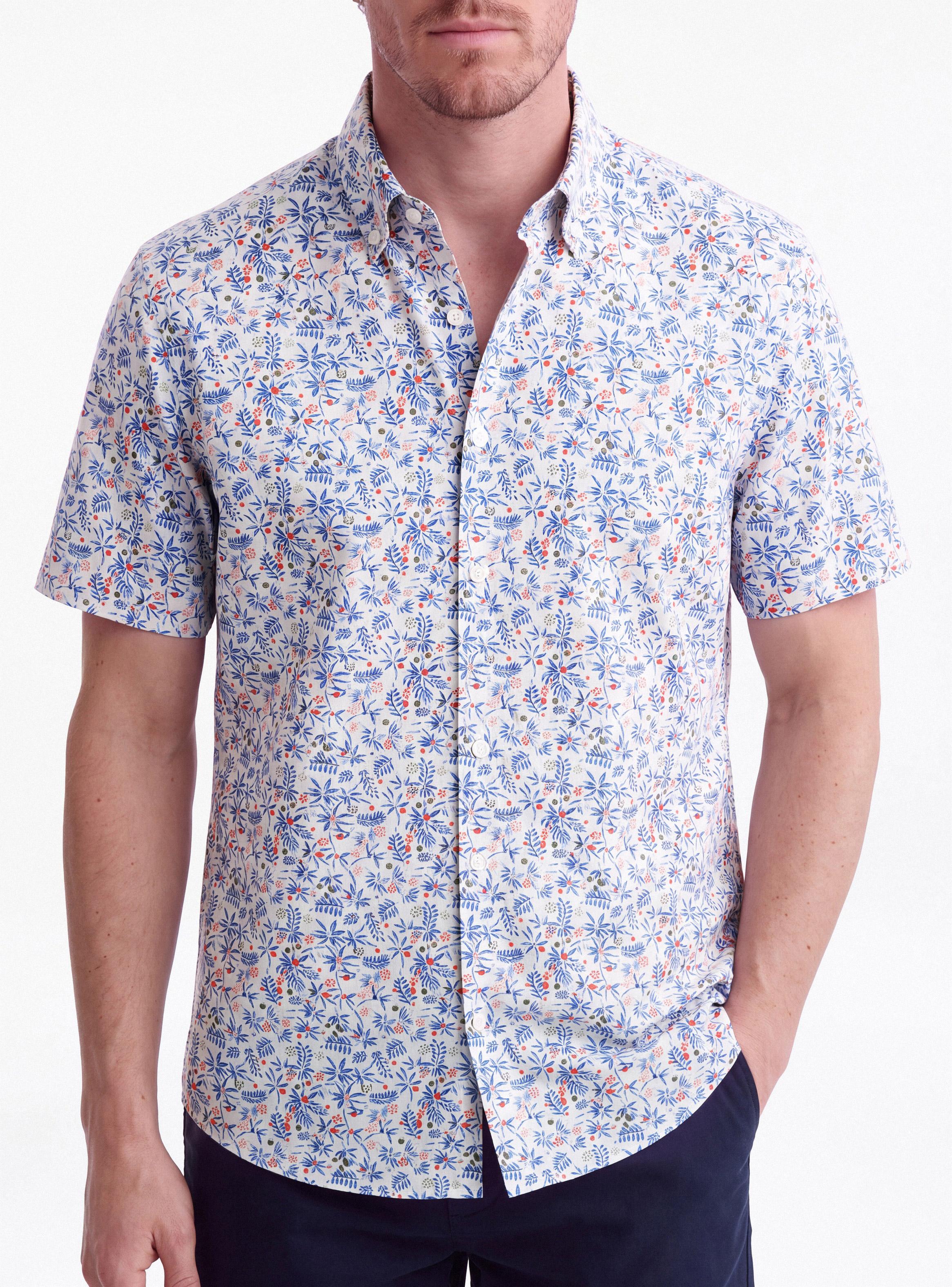 Camisa Manga Corta Viscoa y Lino Mini Print-2