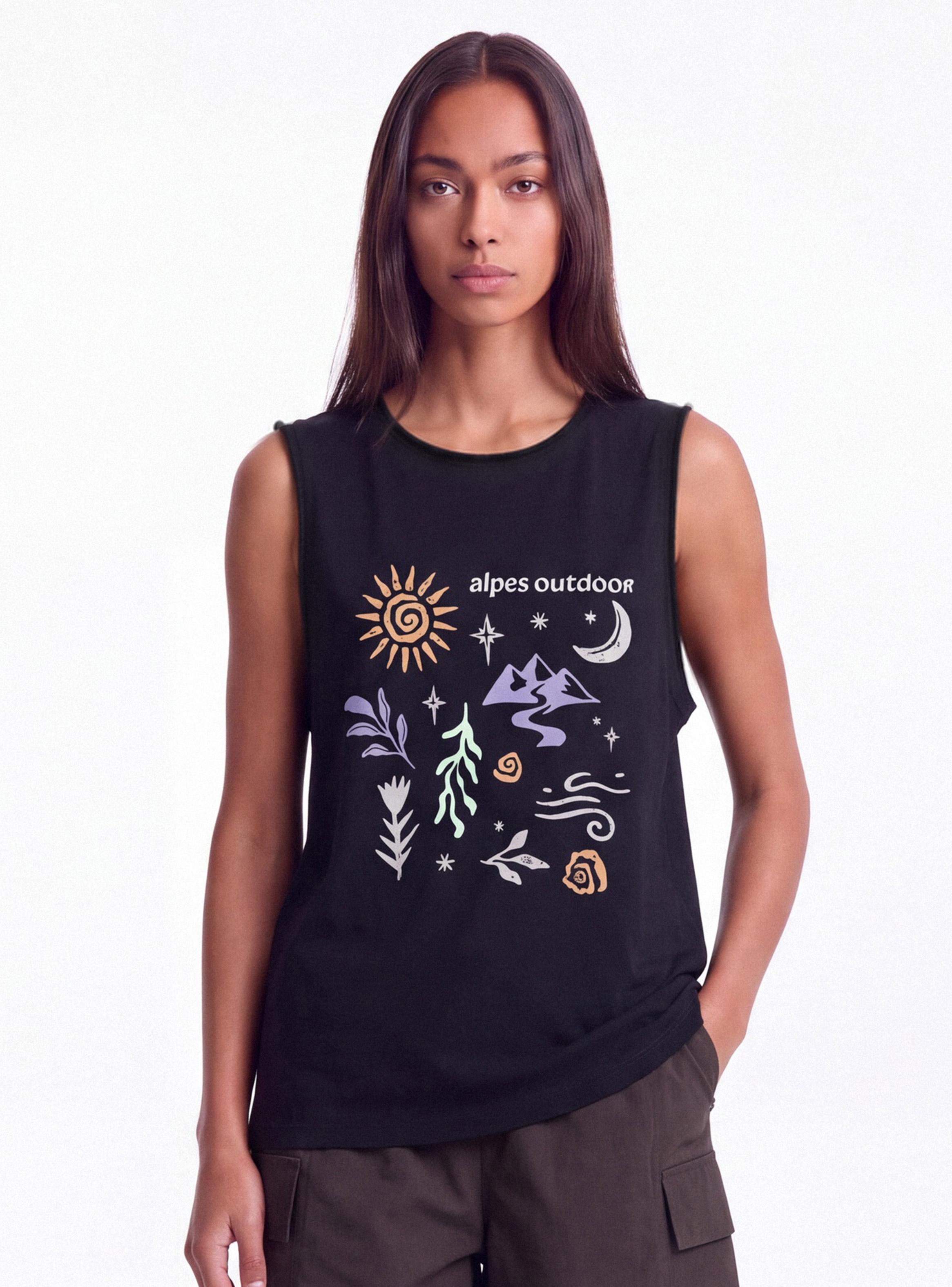 Polera Sin Mangas Diseño Estampado-0