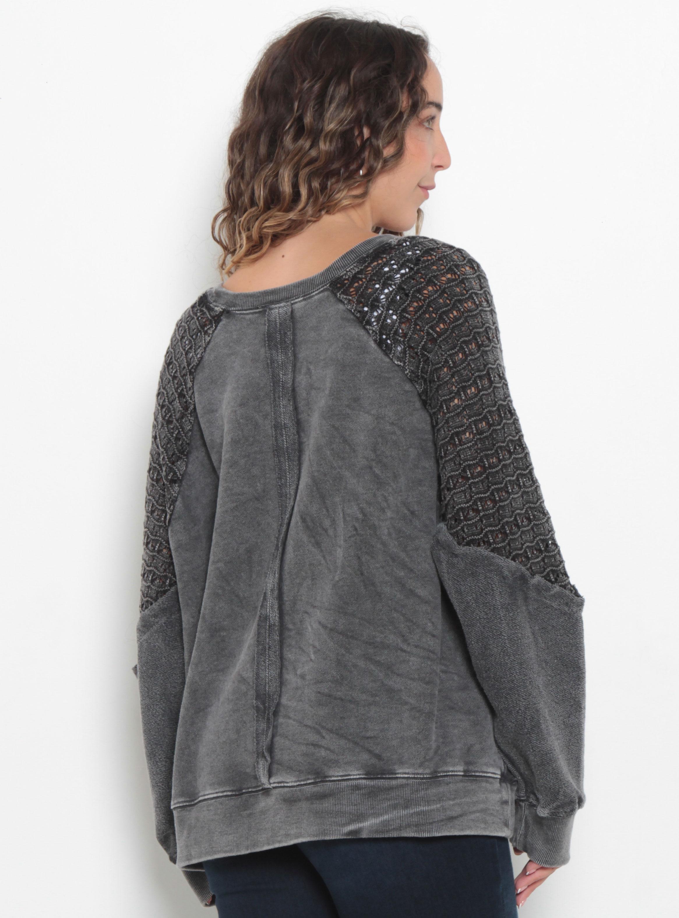 Sweater Manga Larga Escote Redondo con Textura-1