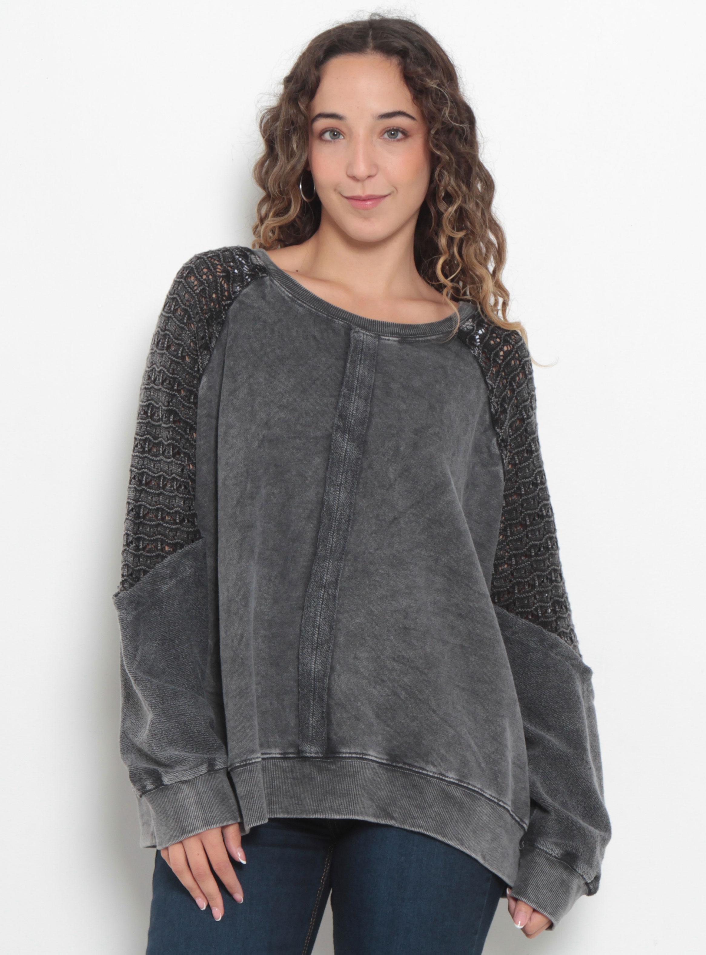 Sweater Manga Larga Escote Redondo con Textura-0