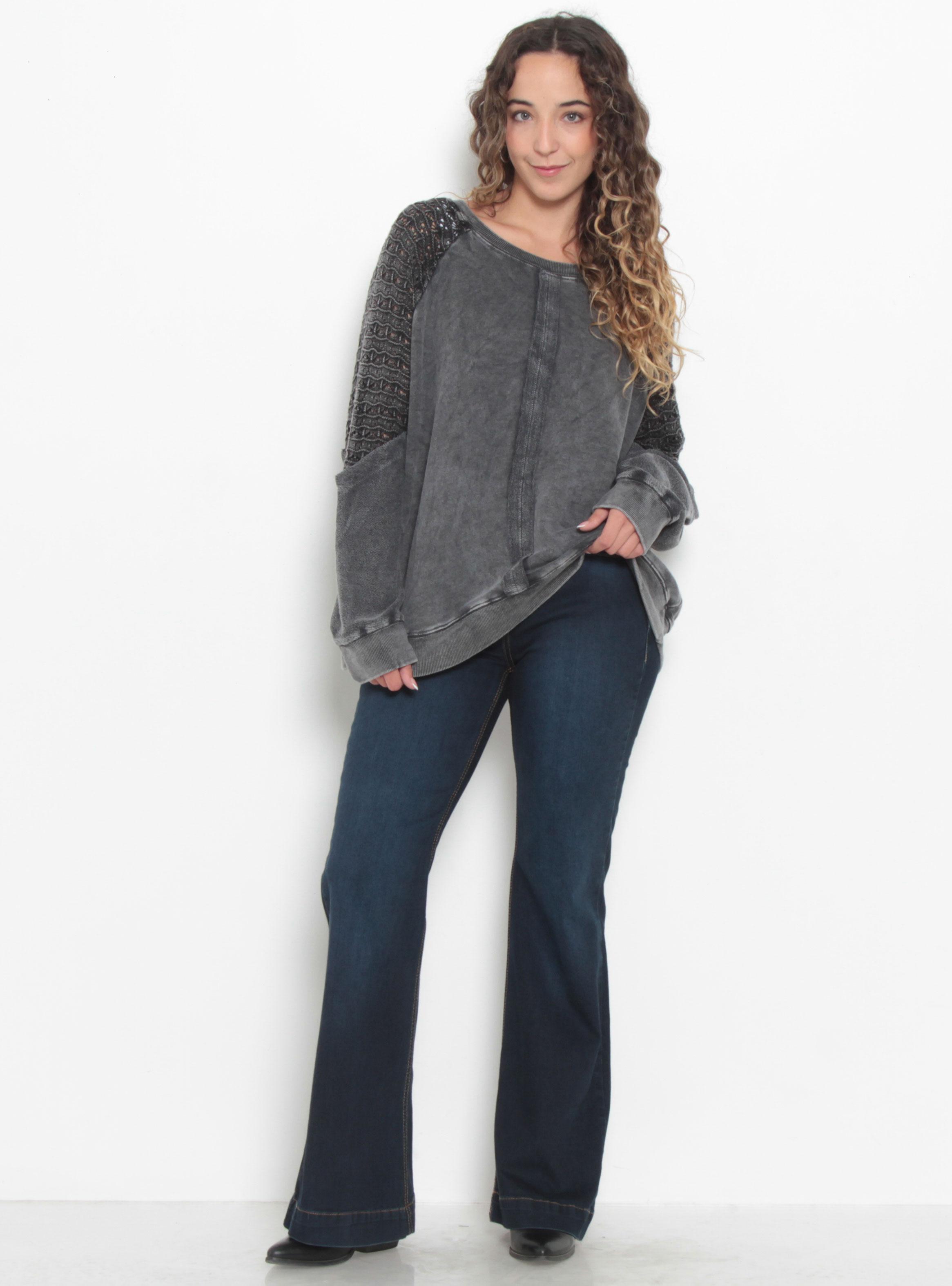 Sweater Manga Larga Escote Redondo con Textura-3