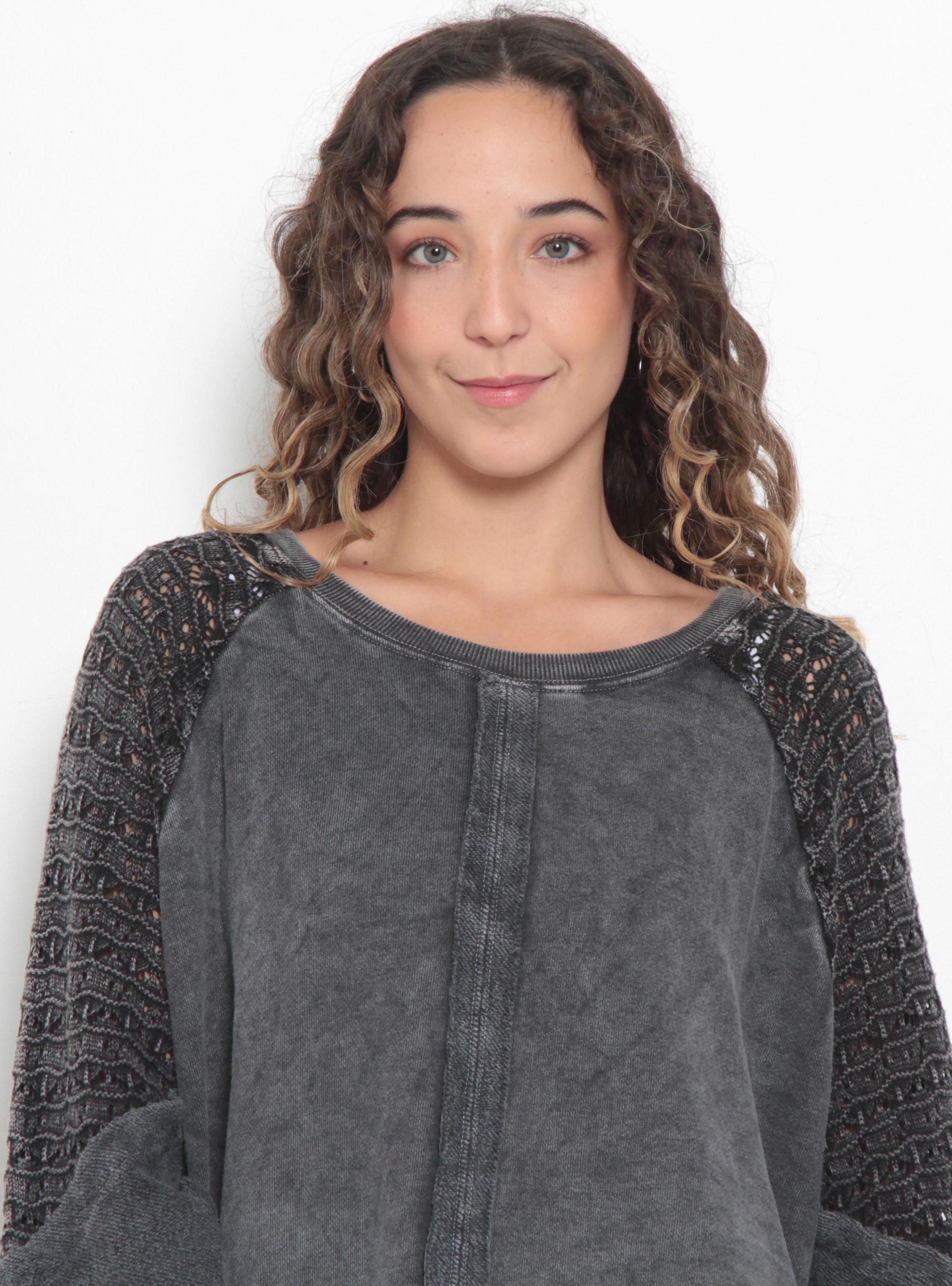 Sweater Manga Larga Escote Redondo con Textura-2