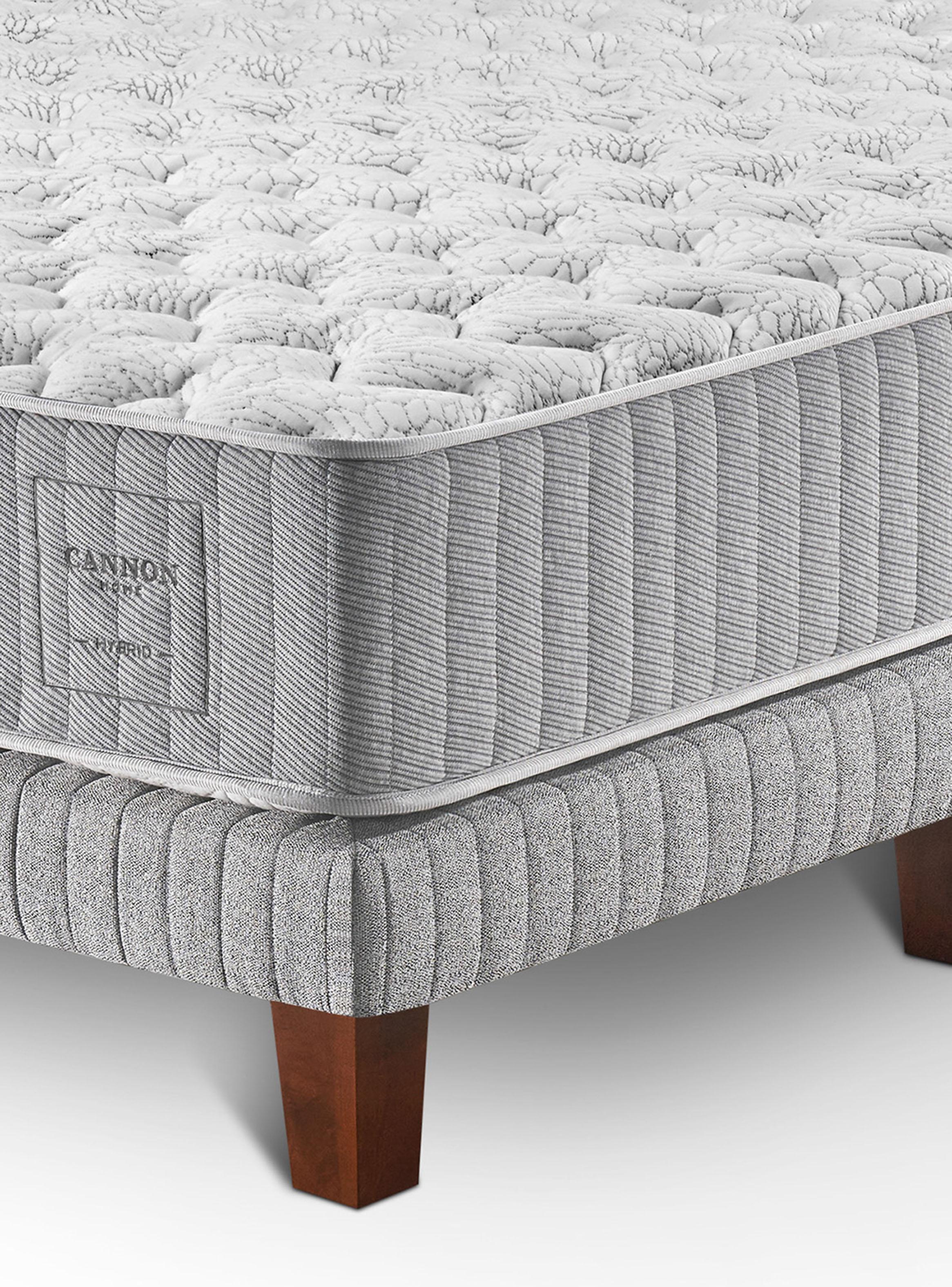 Cama Europea Hybrid Cotton 2 Plazas Base Dividida + Respaldo + Veladores Volga-3