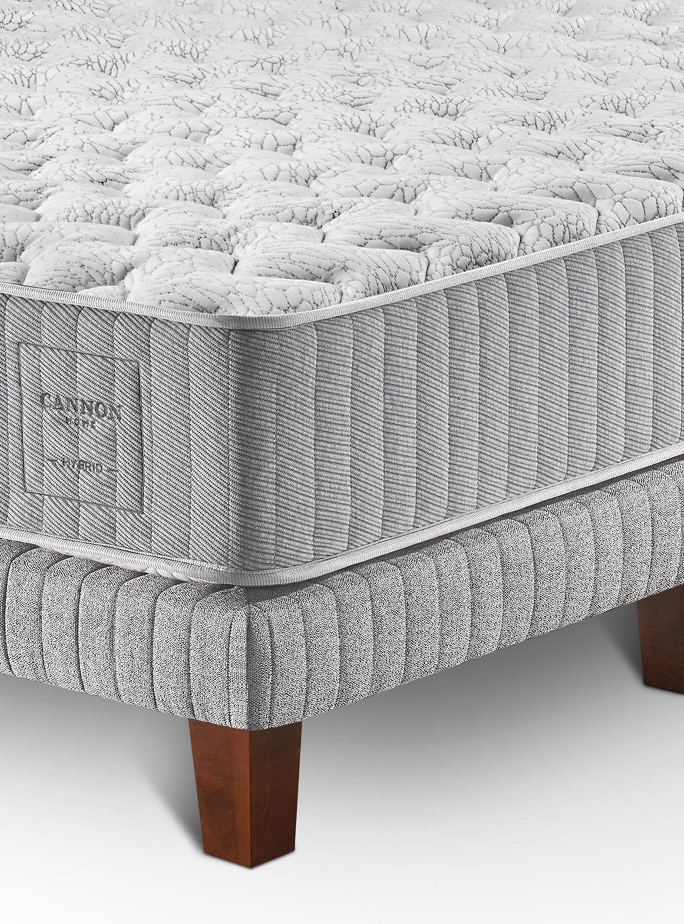 Cama Europea Hybrid Cotton 2 Plazas Base Dividida + Respaldo + Veladores-3