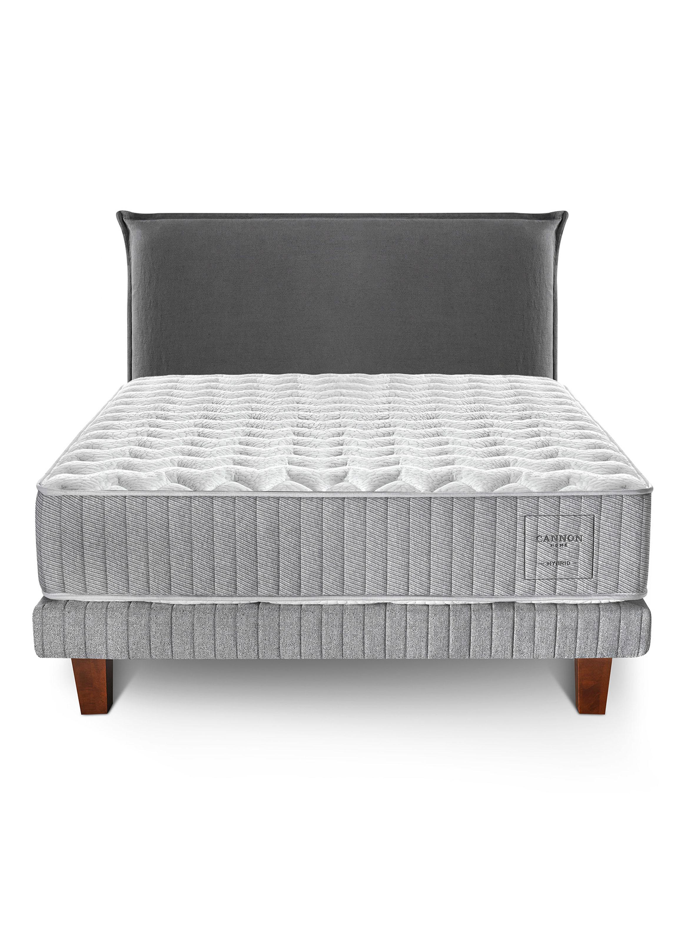 Cama Europea 2 Plazas Hybrid Cotton Base Dividida + Respaldo-1