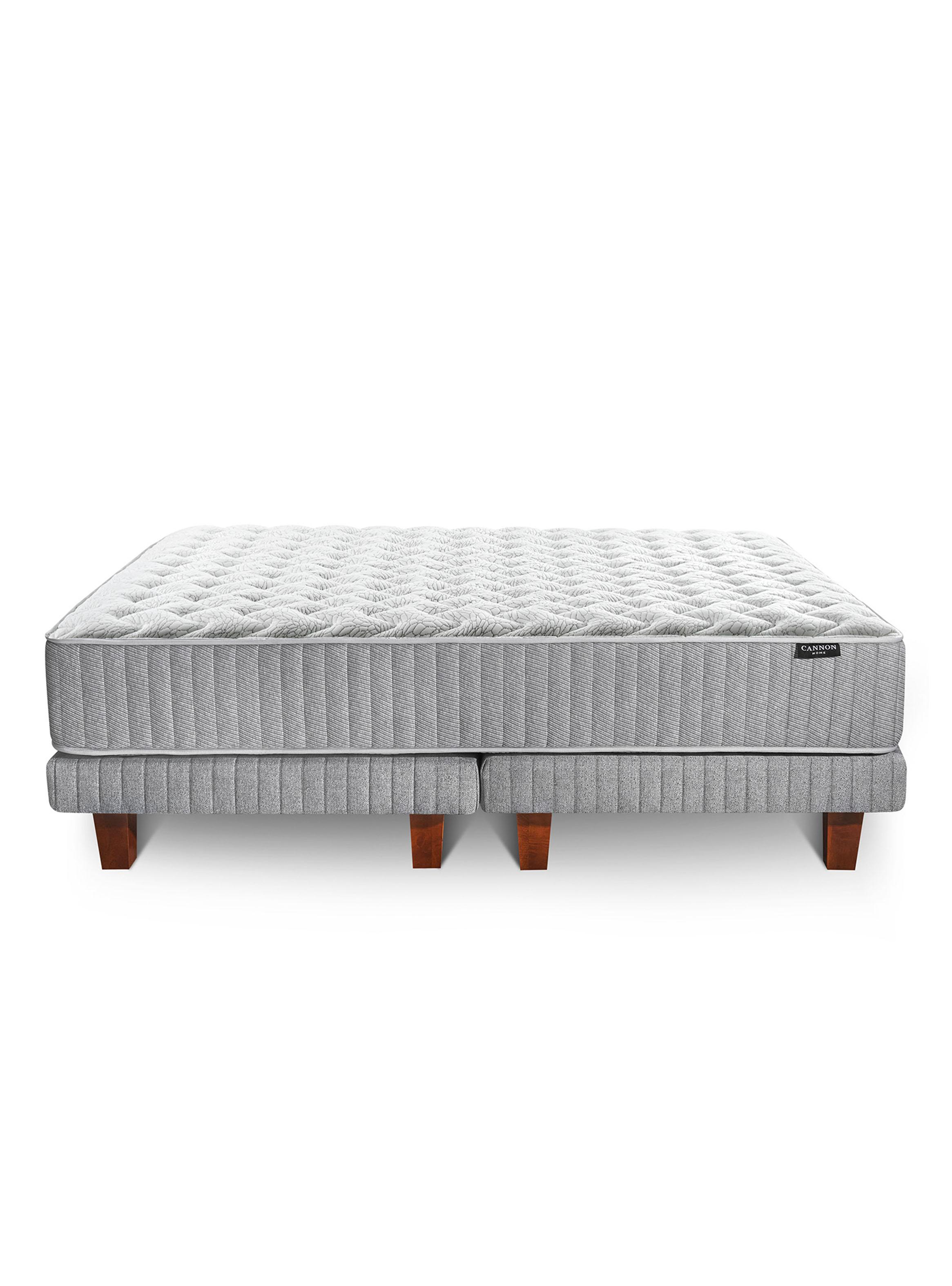 Cama Europea Hybrid Cotton King Base Dividida + Respaldo Lino Beige-2