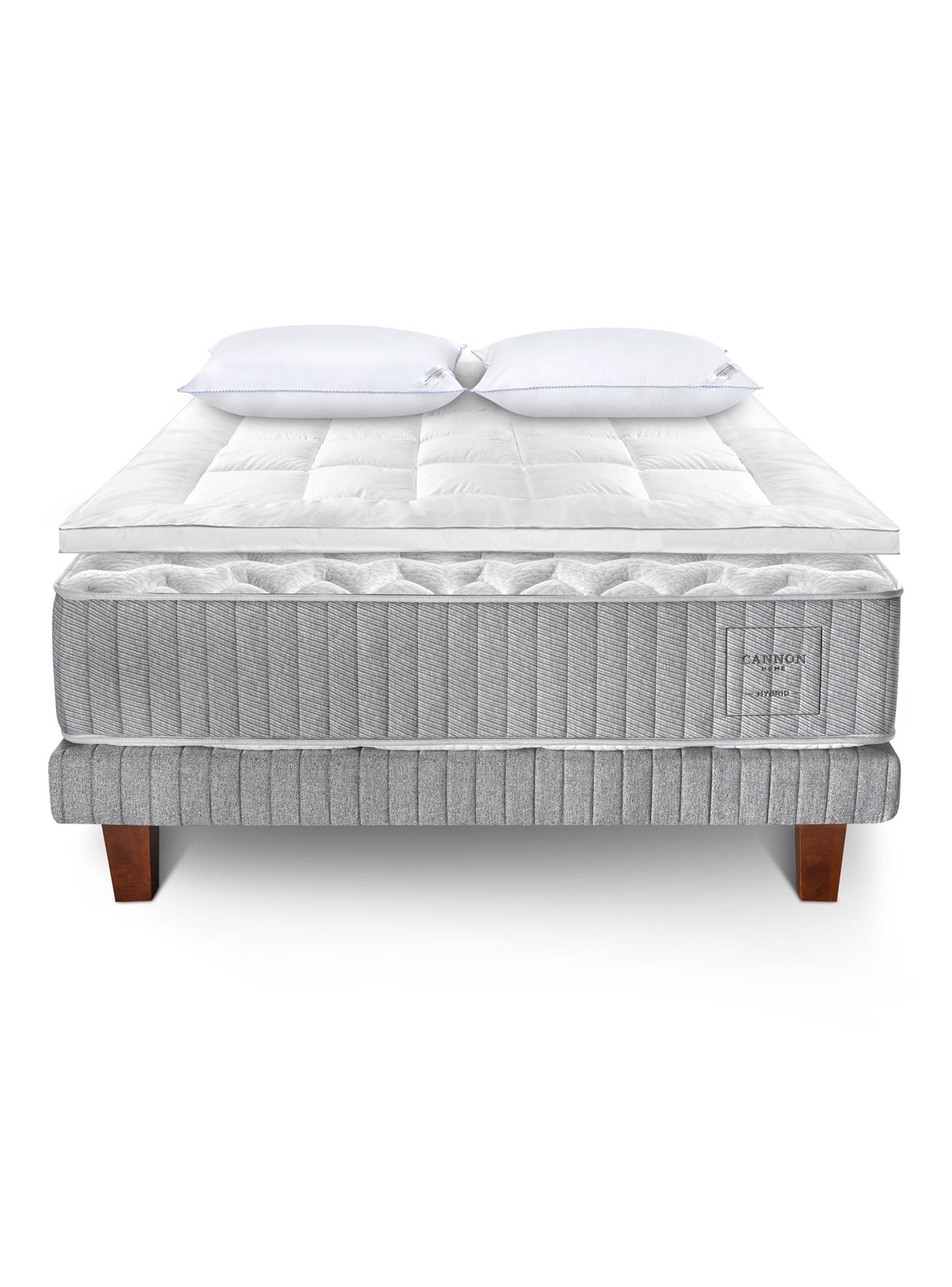 Cama Europea Hybrid Cotton 2 Plazas Base Dividida + Almohadas + Topper-1