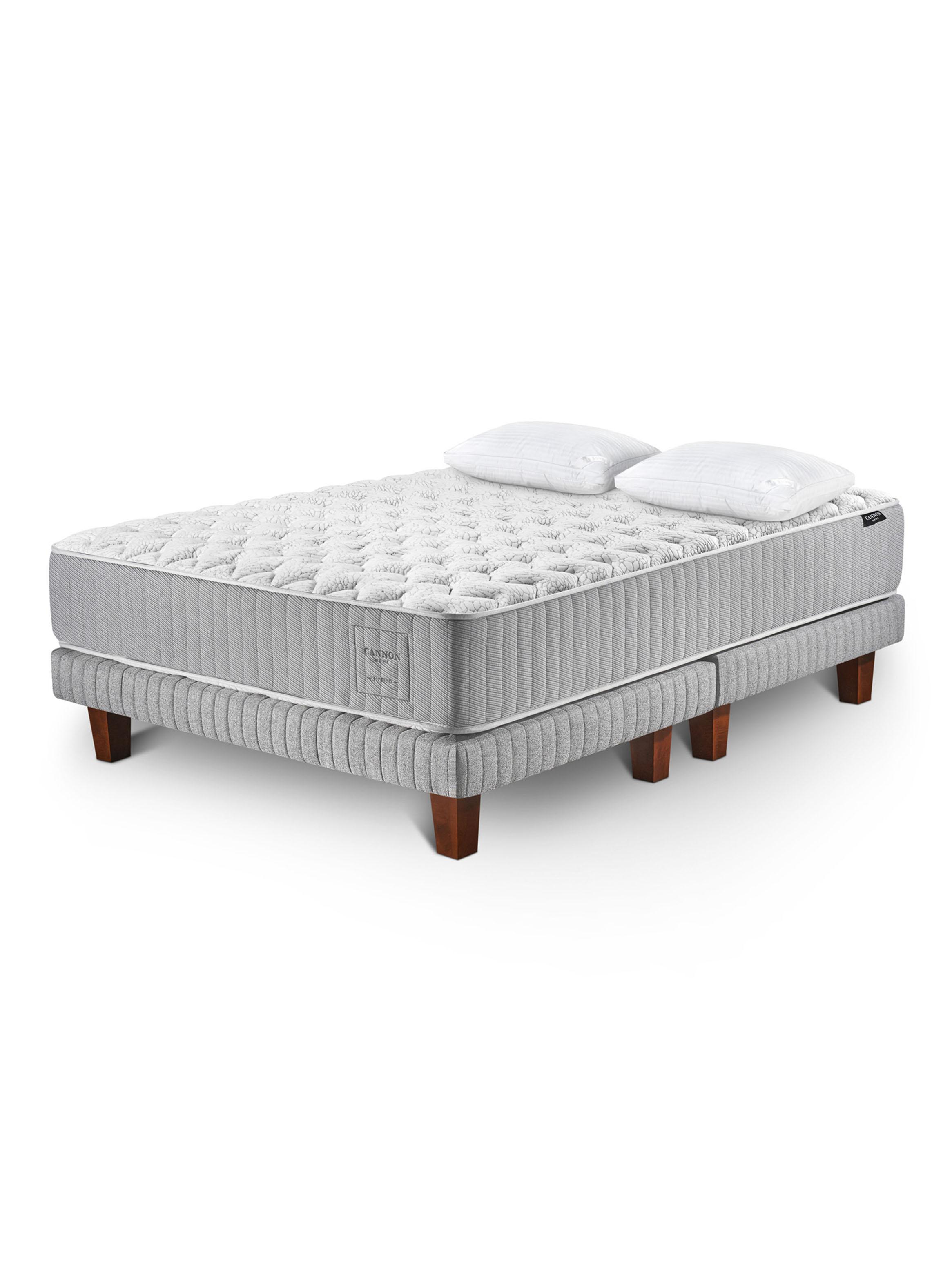 Cama Europea Hybrid Cotton King Base Dividida + Almohada Microfibra-0