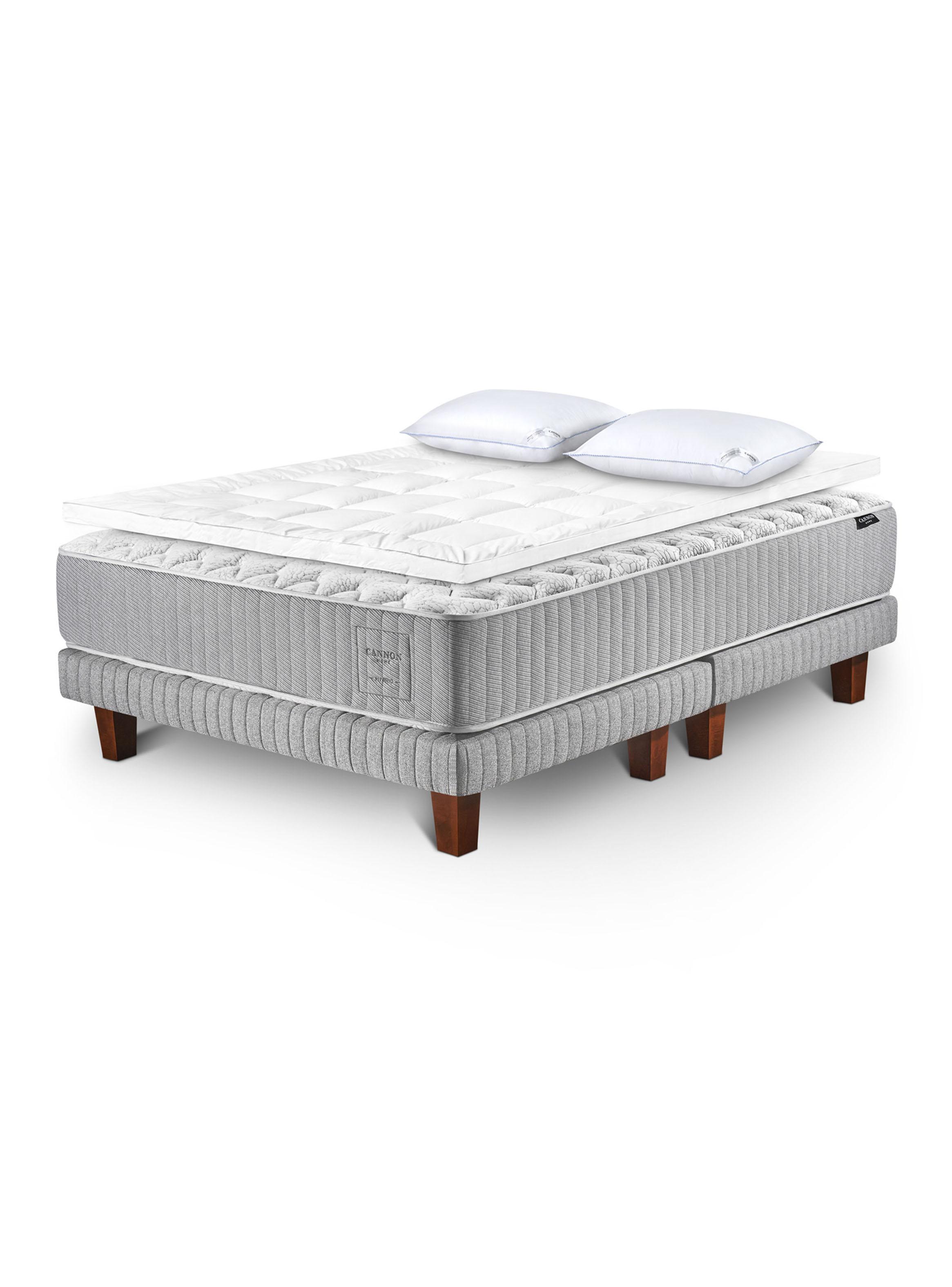 Cama Europea Hybrid Cotton King Base Dividida + Almohadas + Topper-0