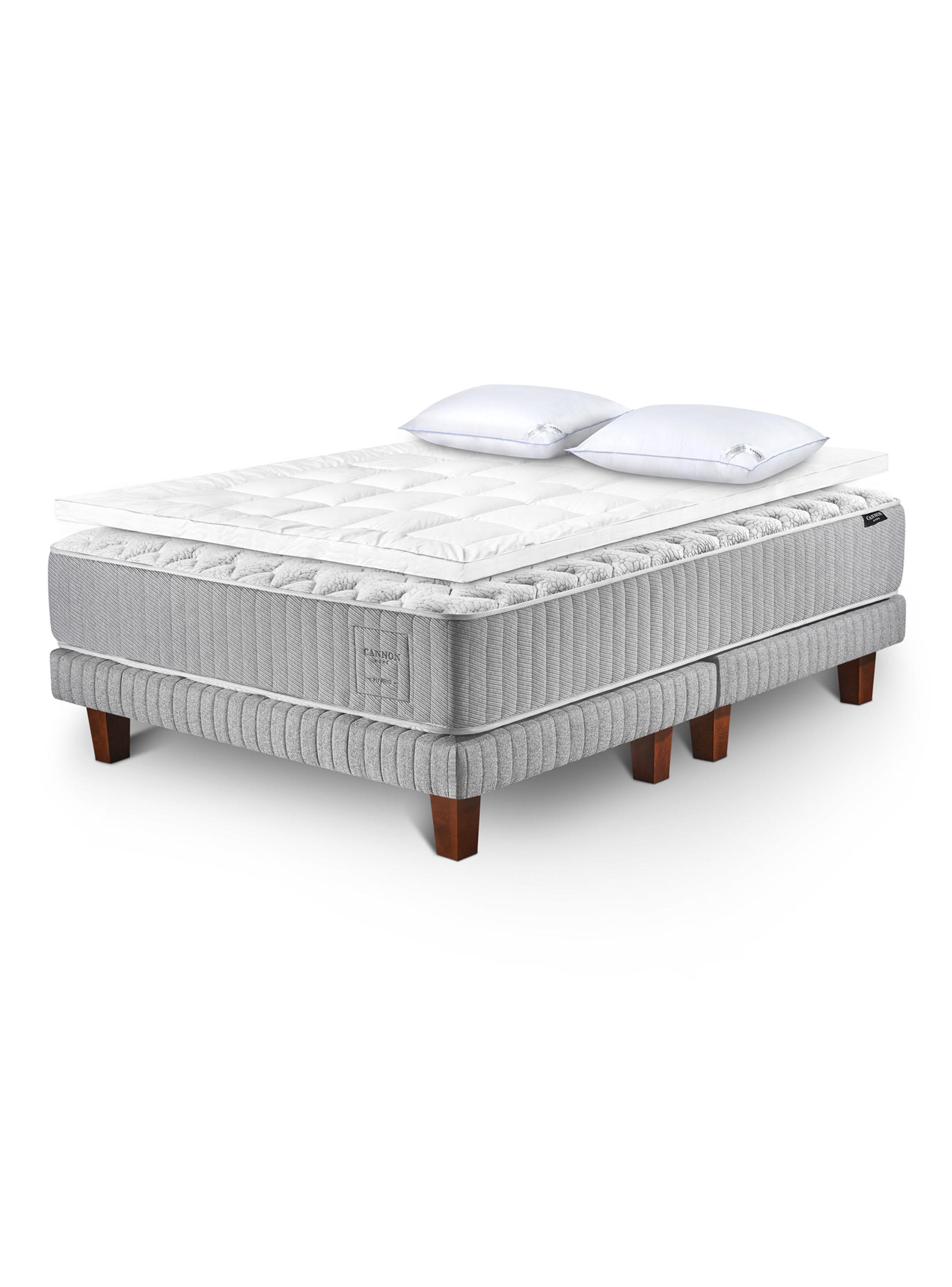 Cama Europea Hybrid Cotton Súper King Base Dividida + Topper + Almohada Down Alternative-0