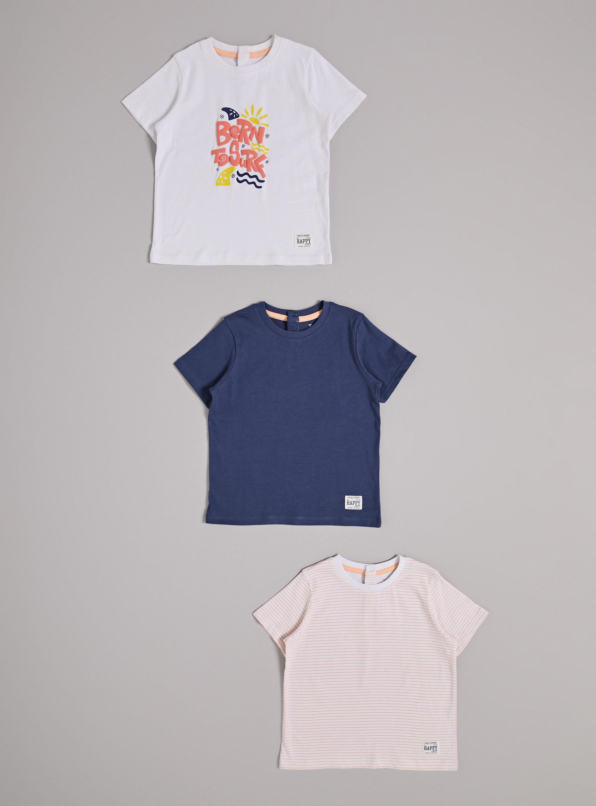 Polera 3 Pack Manga Corta Cuello Redondo con Estampado-0