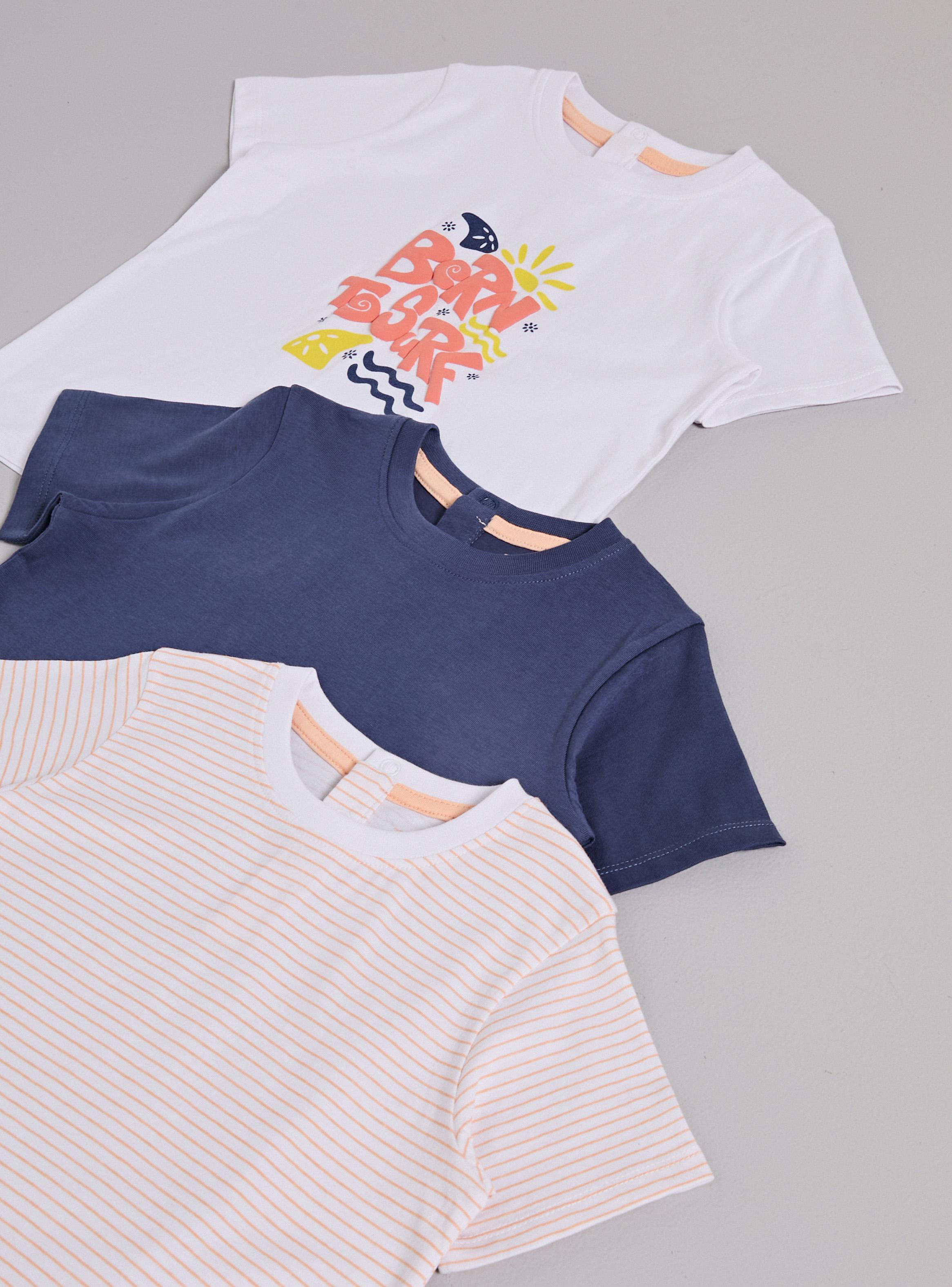 Polera 3 Pack Manga Corta Cuello Redondo con Estampado-2