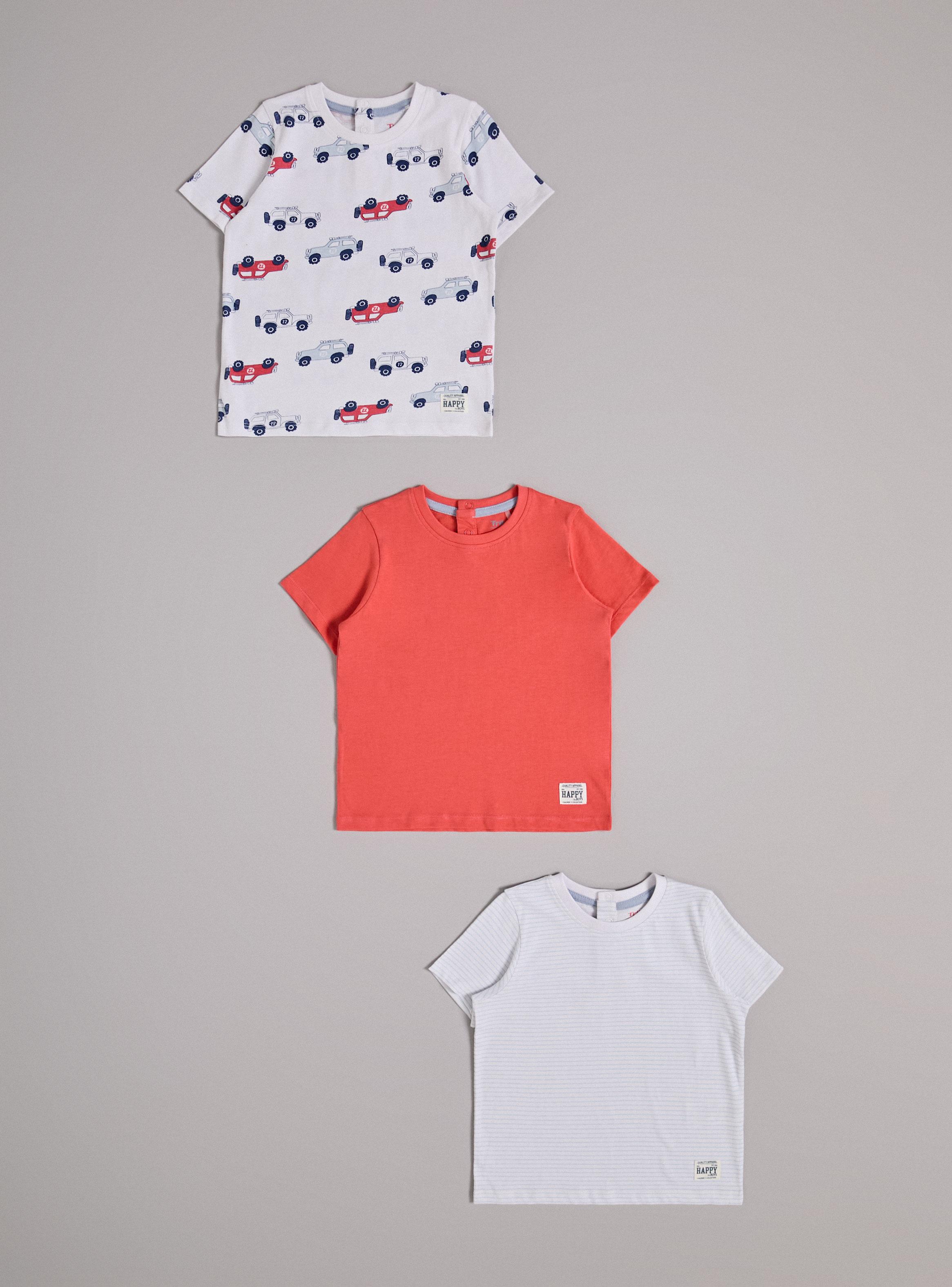 Polera 3 Pack Manga Corta Cuello Redondo con Estampado-0