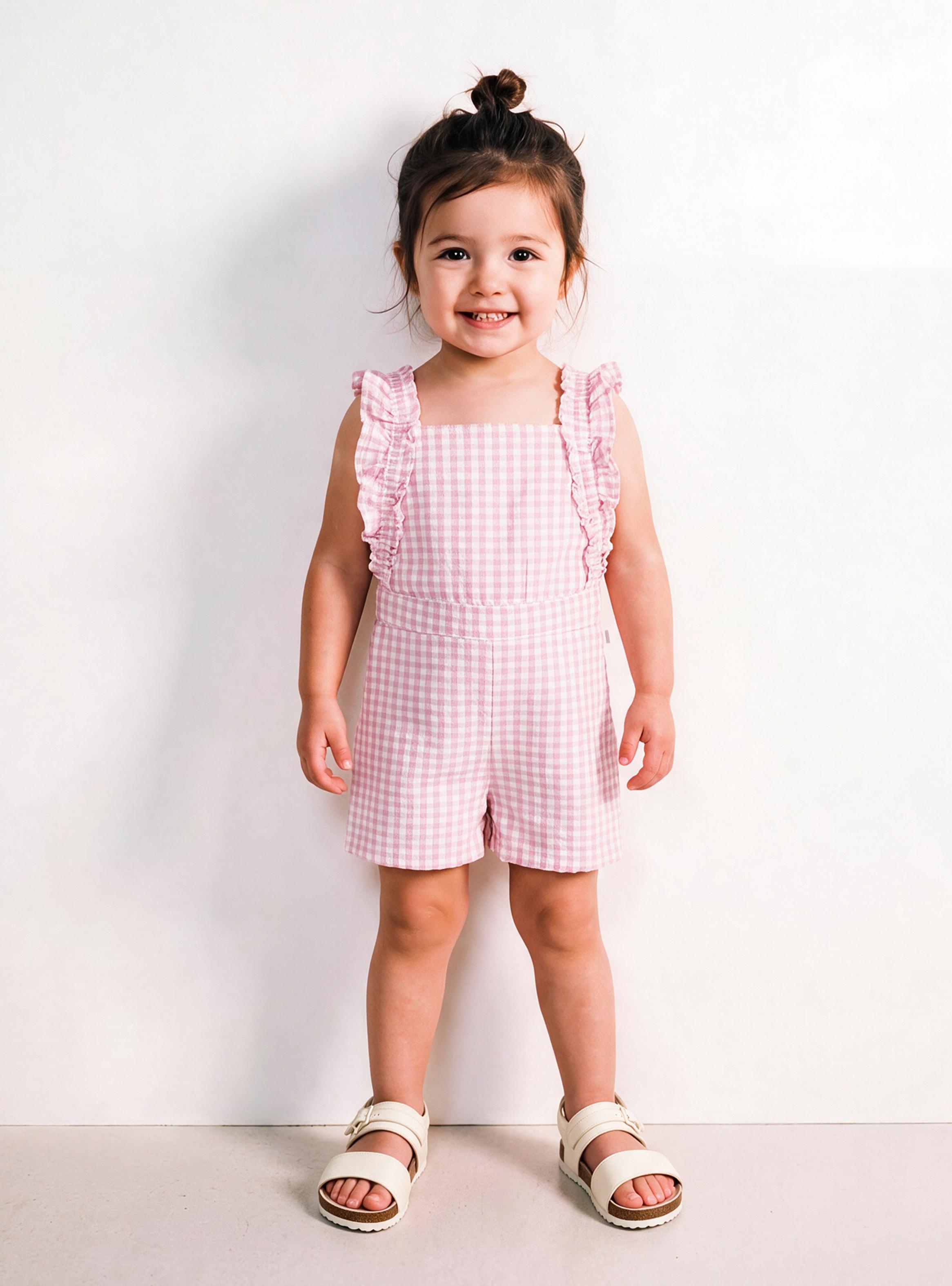 Vestido Cuadros Vichy con Tirantes Fruncidos-0