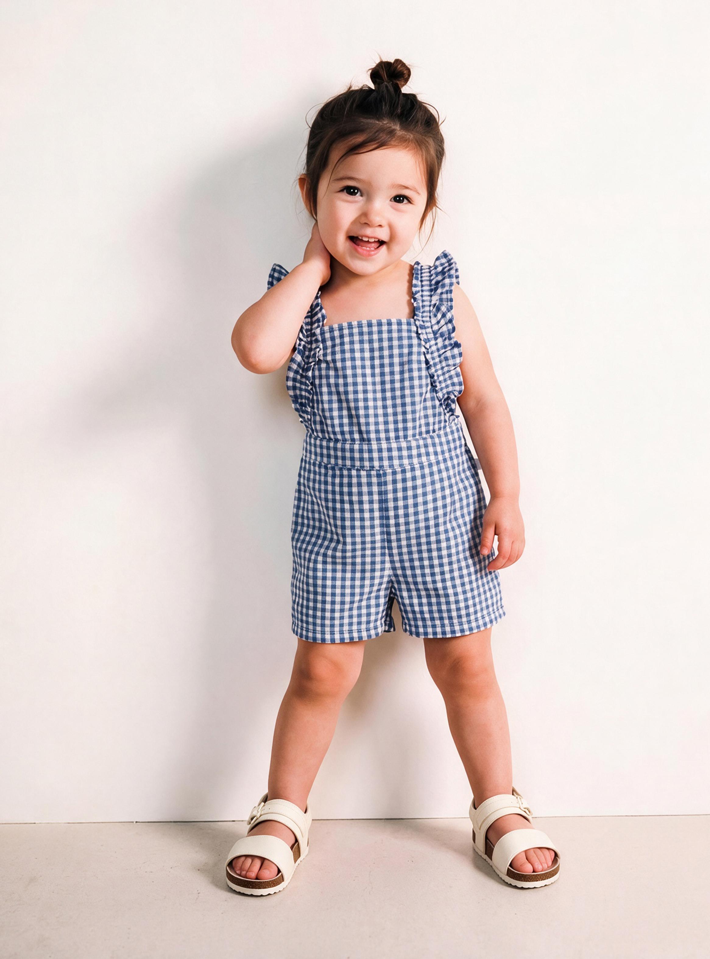 Vestido Cuadros Vichy con Tirantes Fruncidos-0