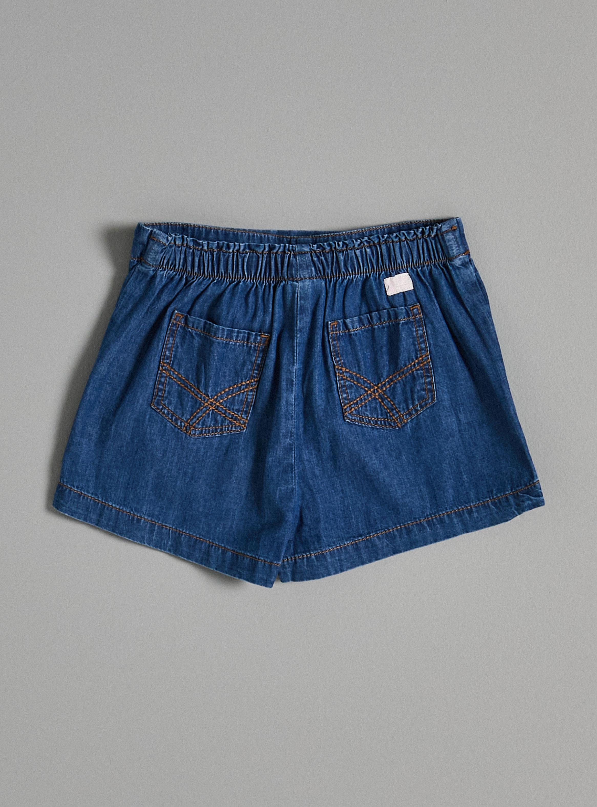 Short Skort Pretina Elástica con Botón Denim-2