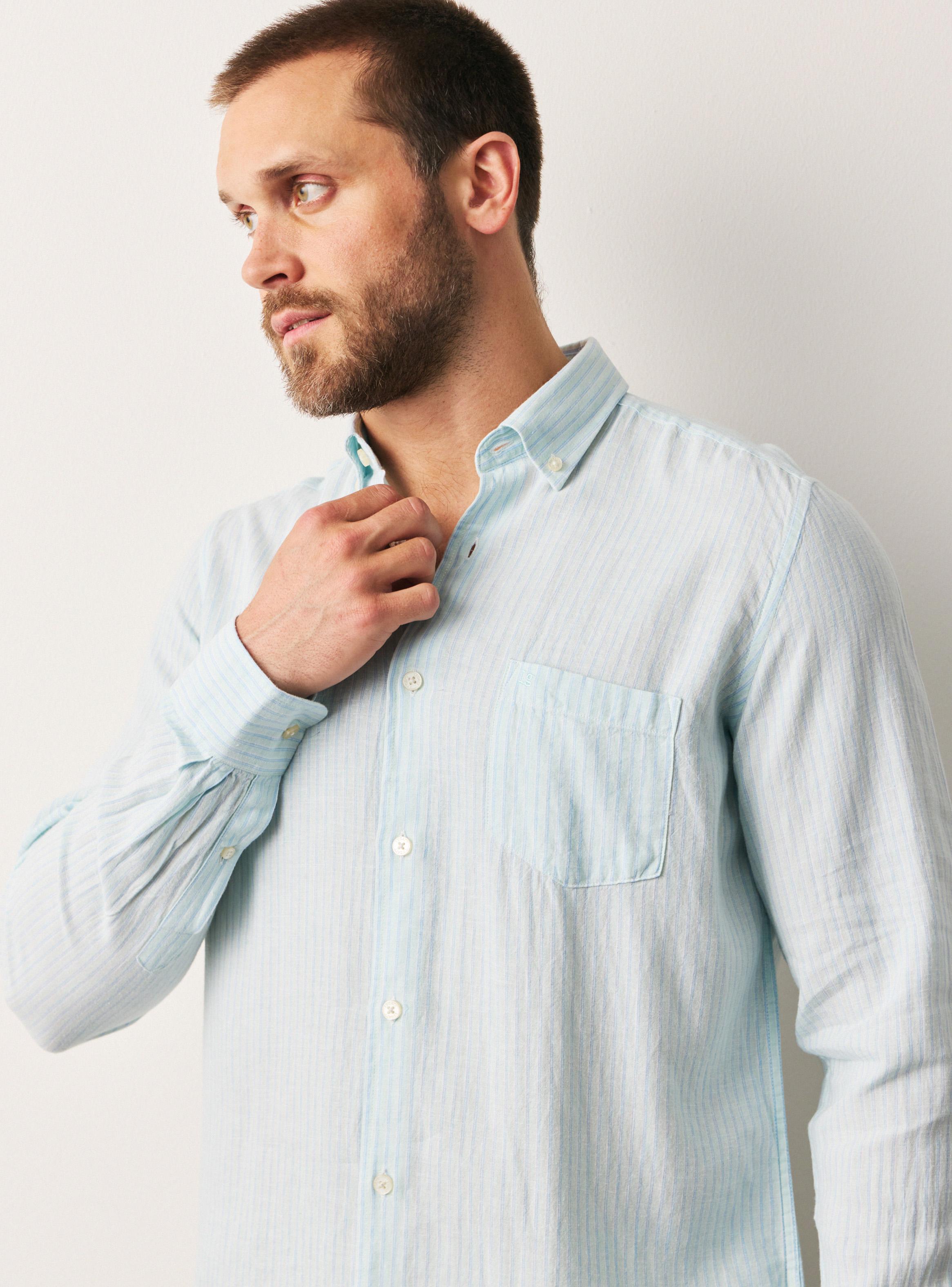 Camisa Manga Larga Lino Rayón Rayas-2