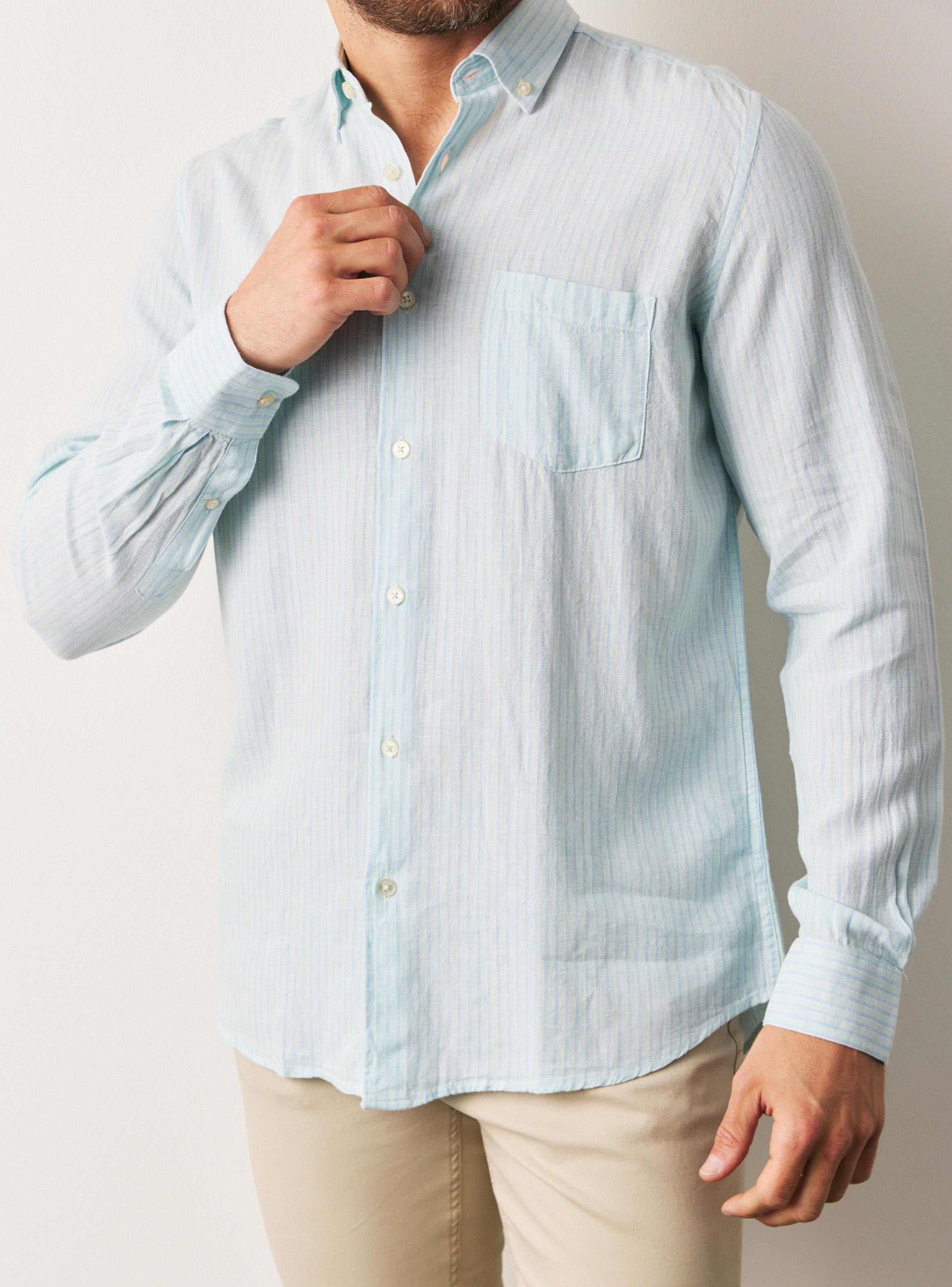 Camisa Manga Larga Lino Rayón Rayas-3