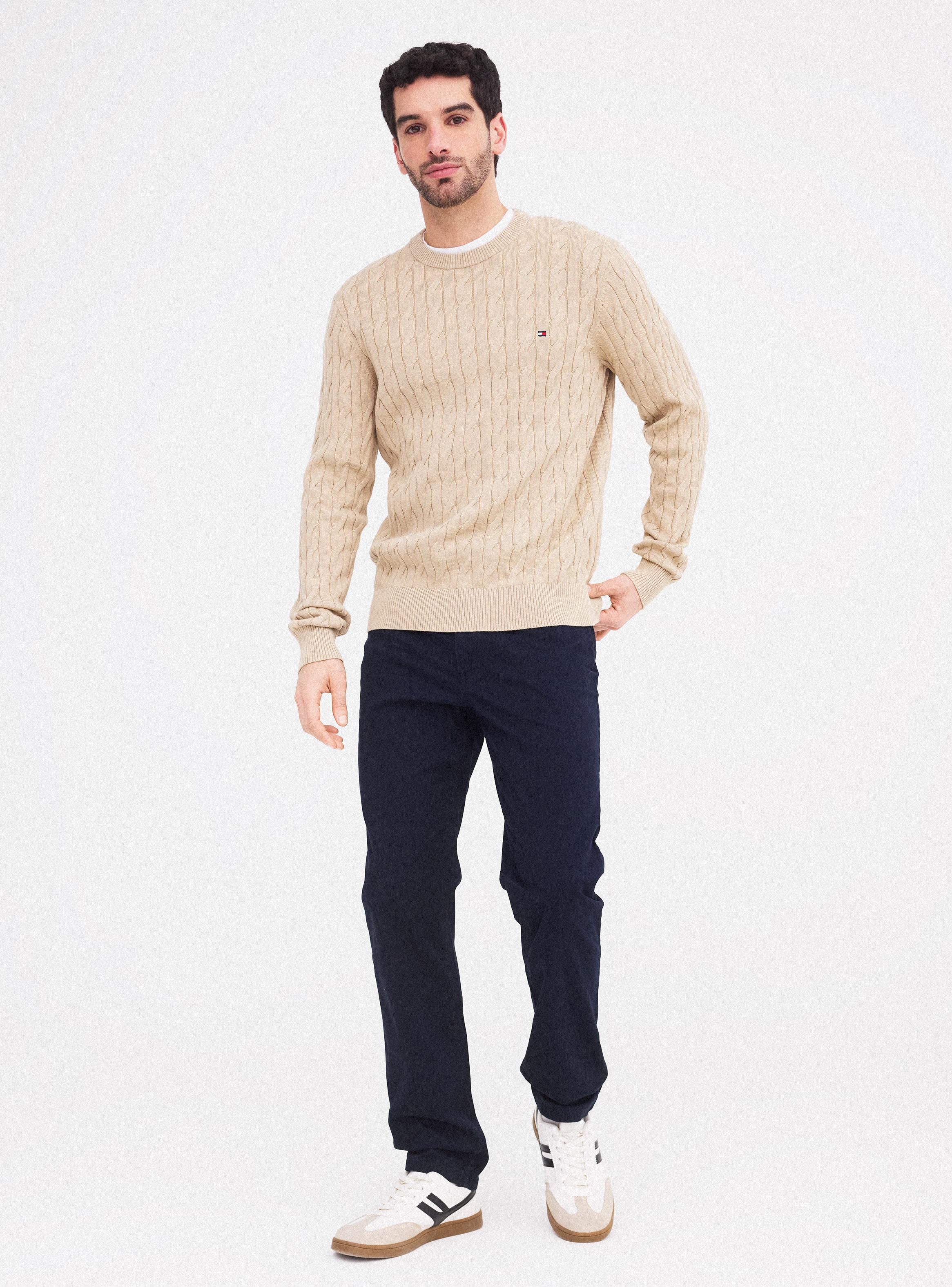 Sweater Textura Trenzado Cuello Redondo-4