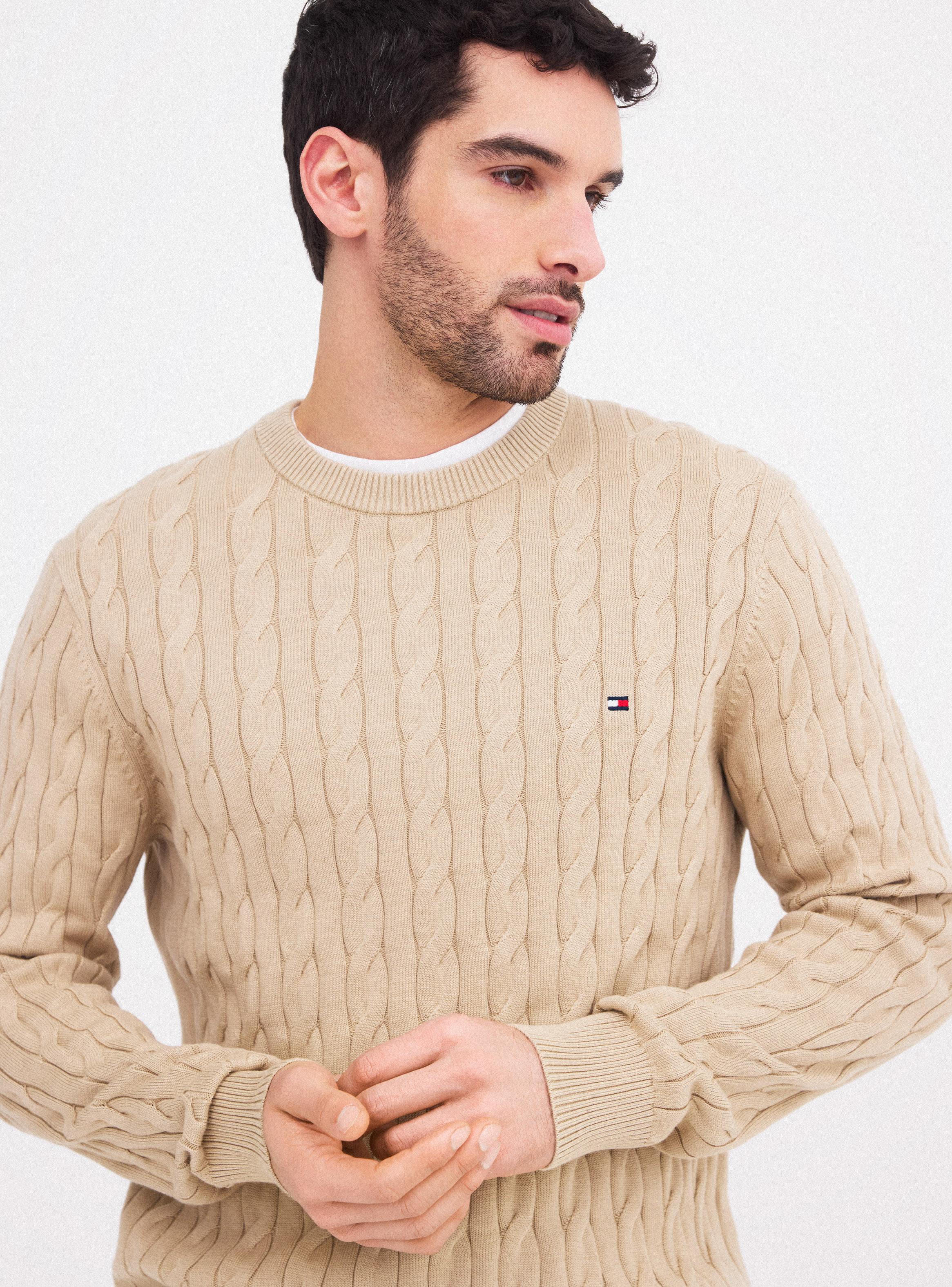 Sweater Textura Trenzado Cuello Redondo-2