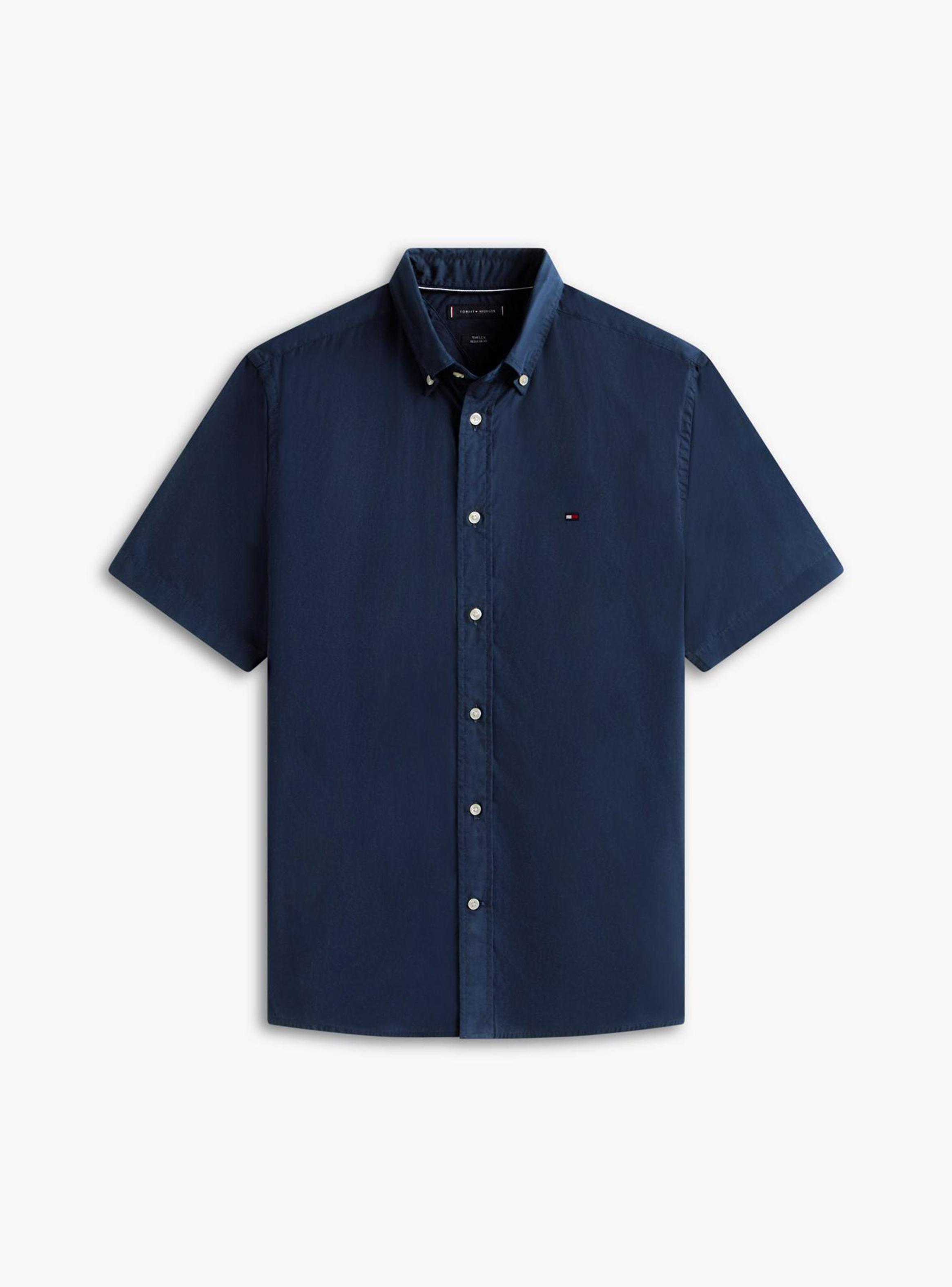 Camisa Manga Corta Algodón Sólida-4