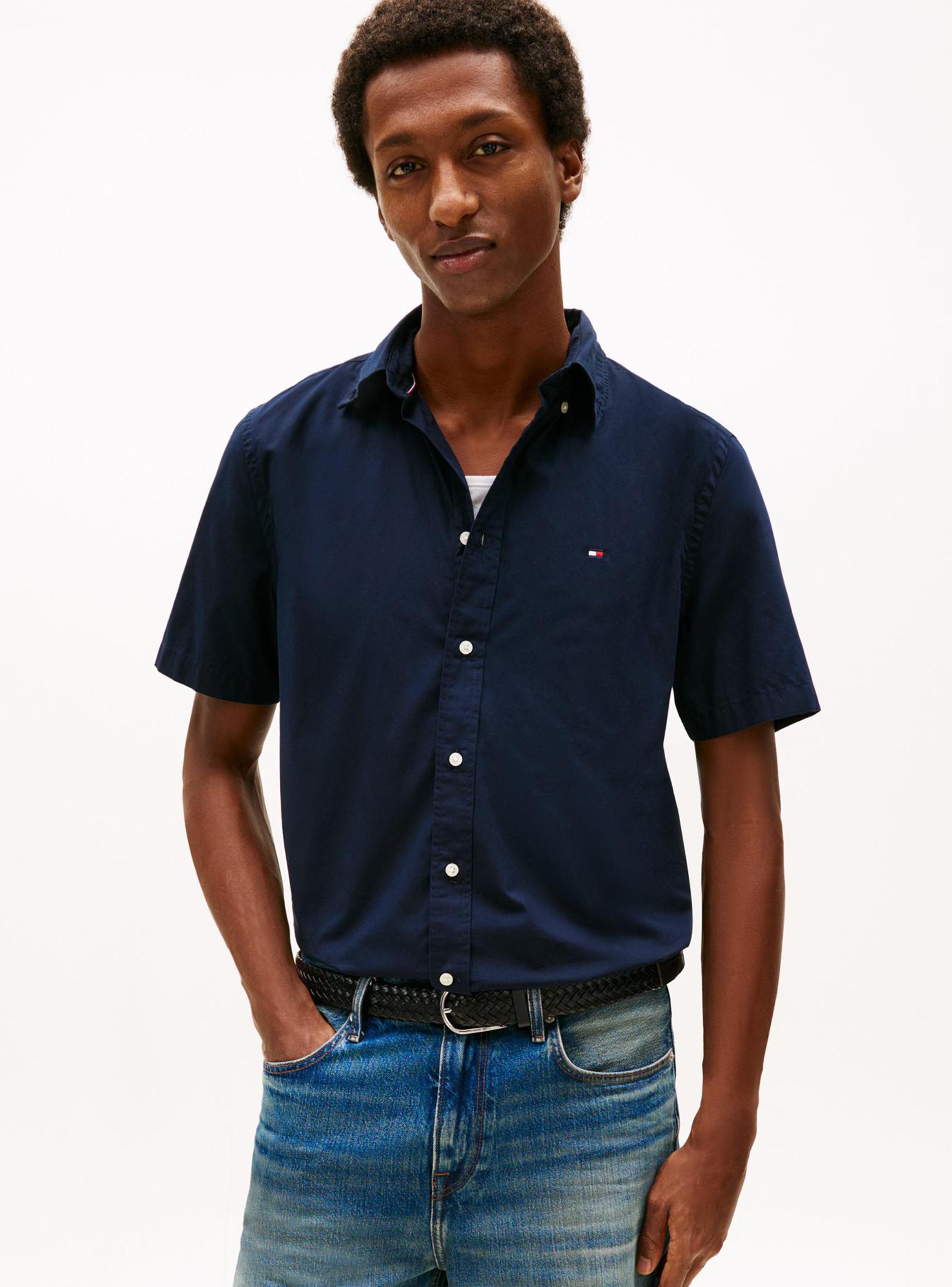 Camisa Manga Corta Algodón Sólida-0