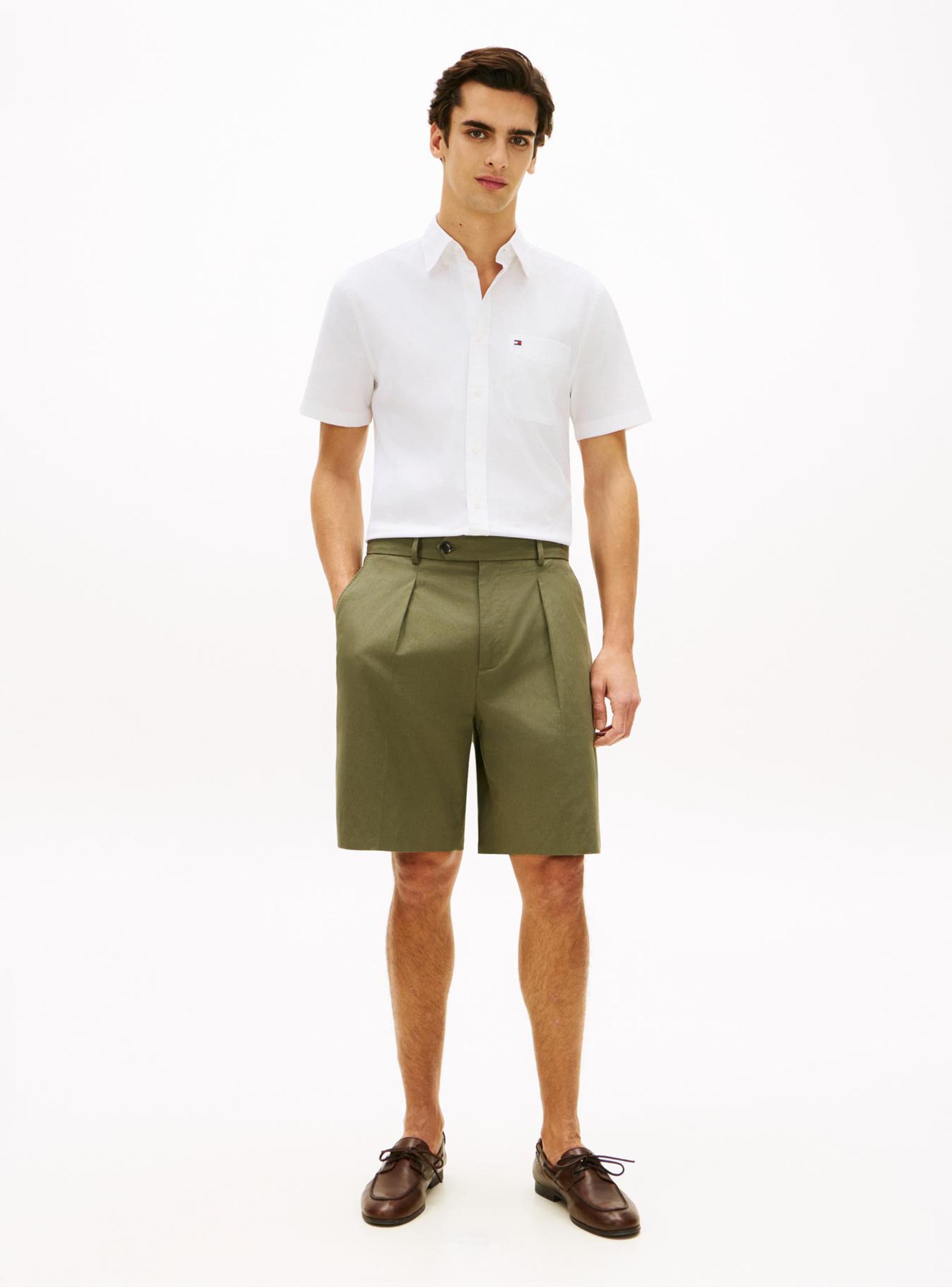 Camisa Manga Corta Algodón Oxford Sólida-2