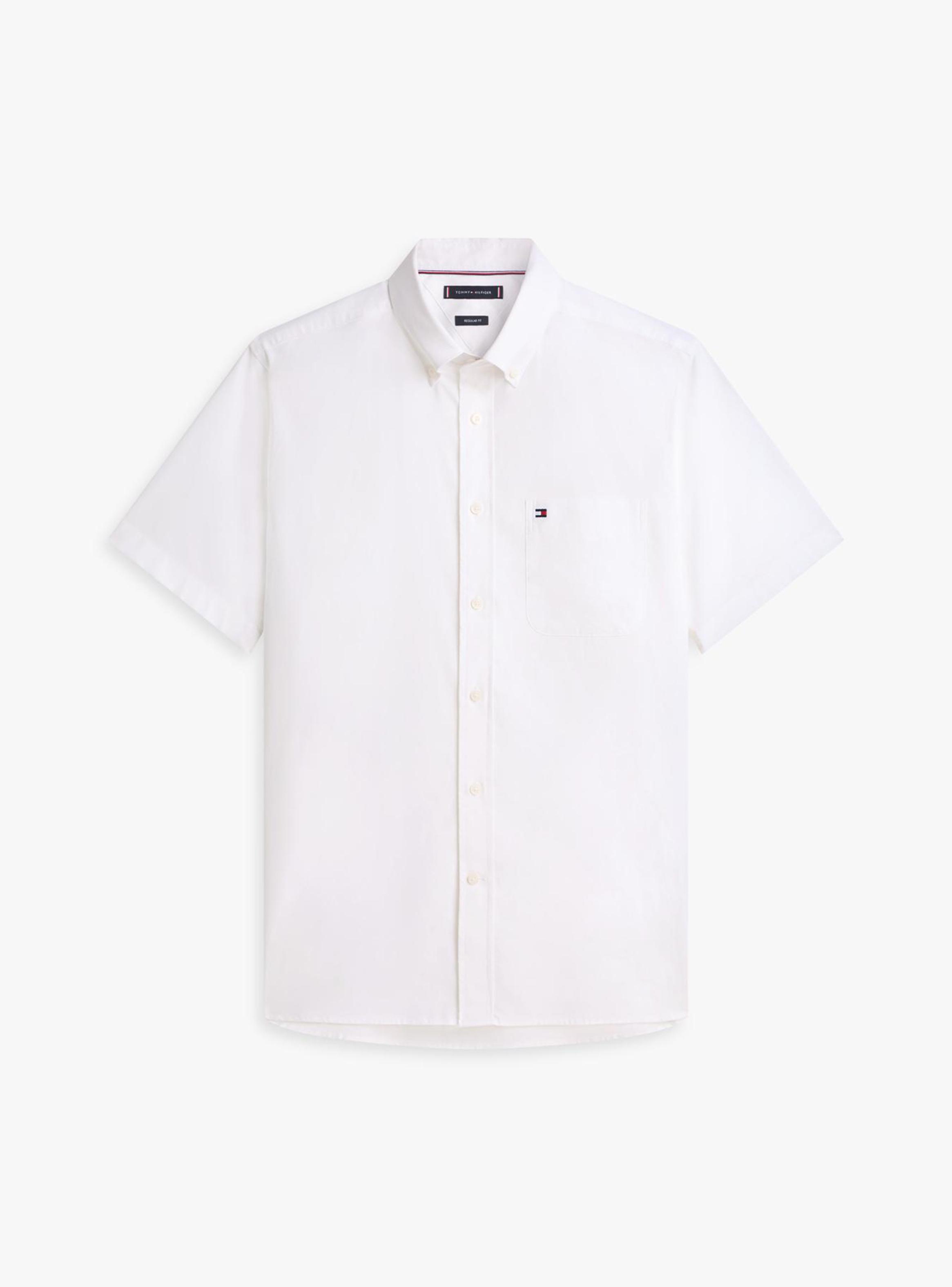 Camisa Manga Corta Algodón Oxford Sólida-4