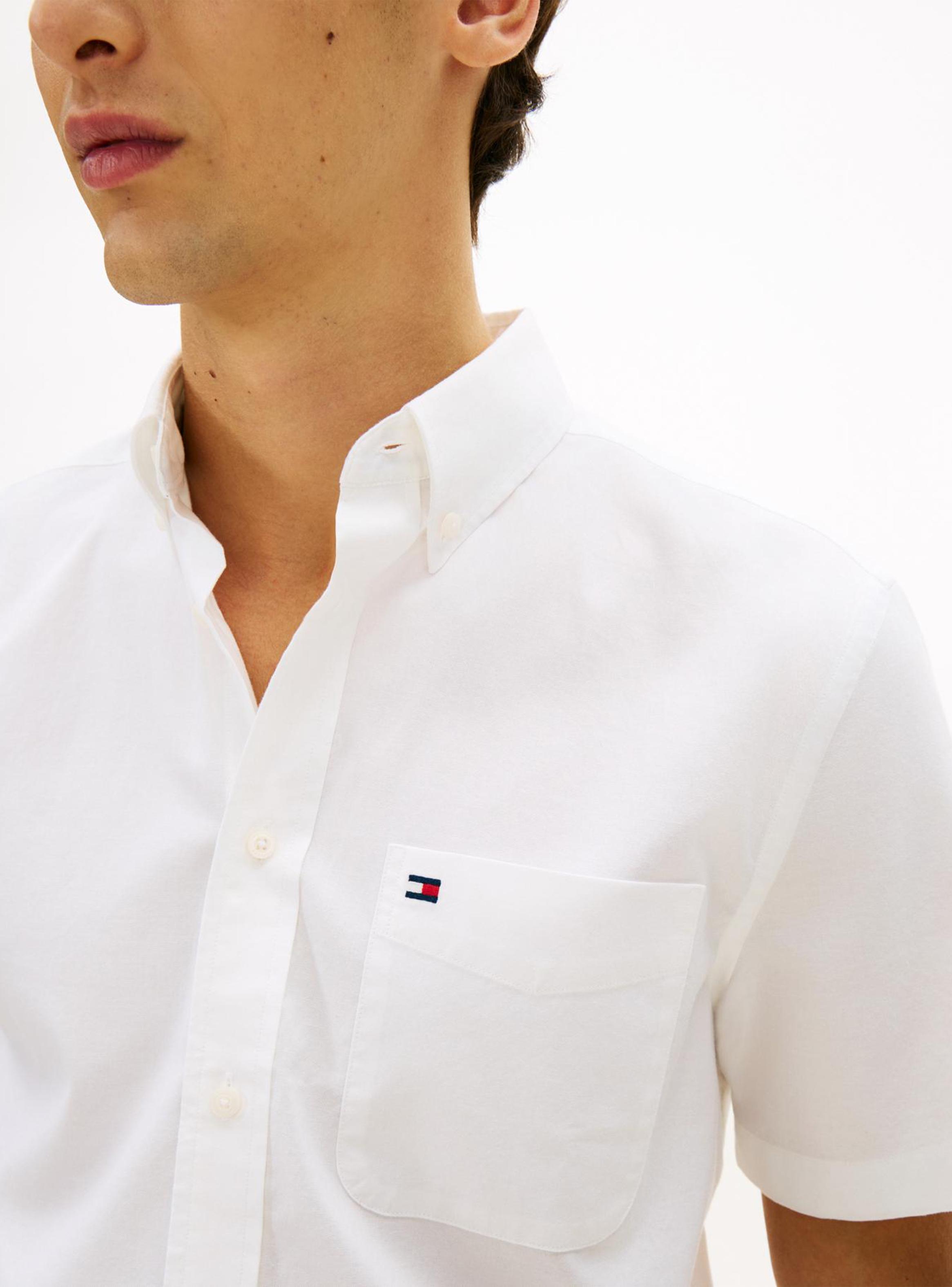 Camisa Manga Corta Algodón Oxford Sólida-1