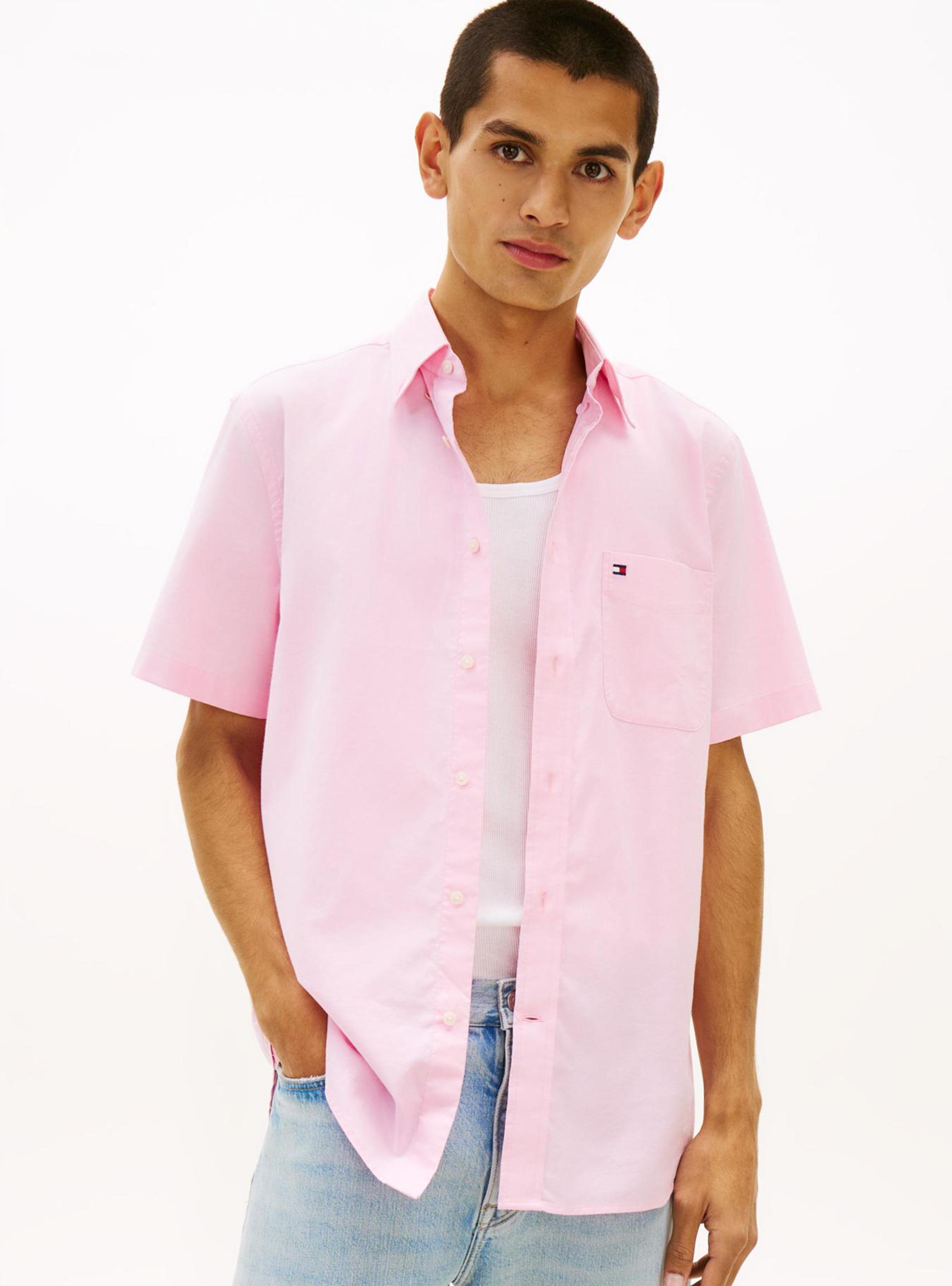 Camisa Manga Corta Algodón Oxford Sólida-0
