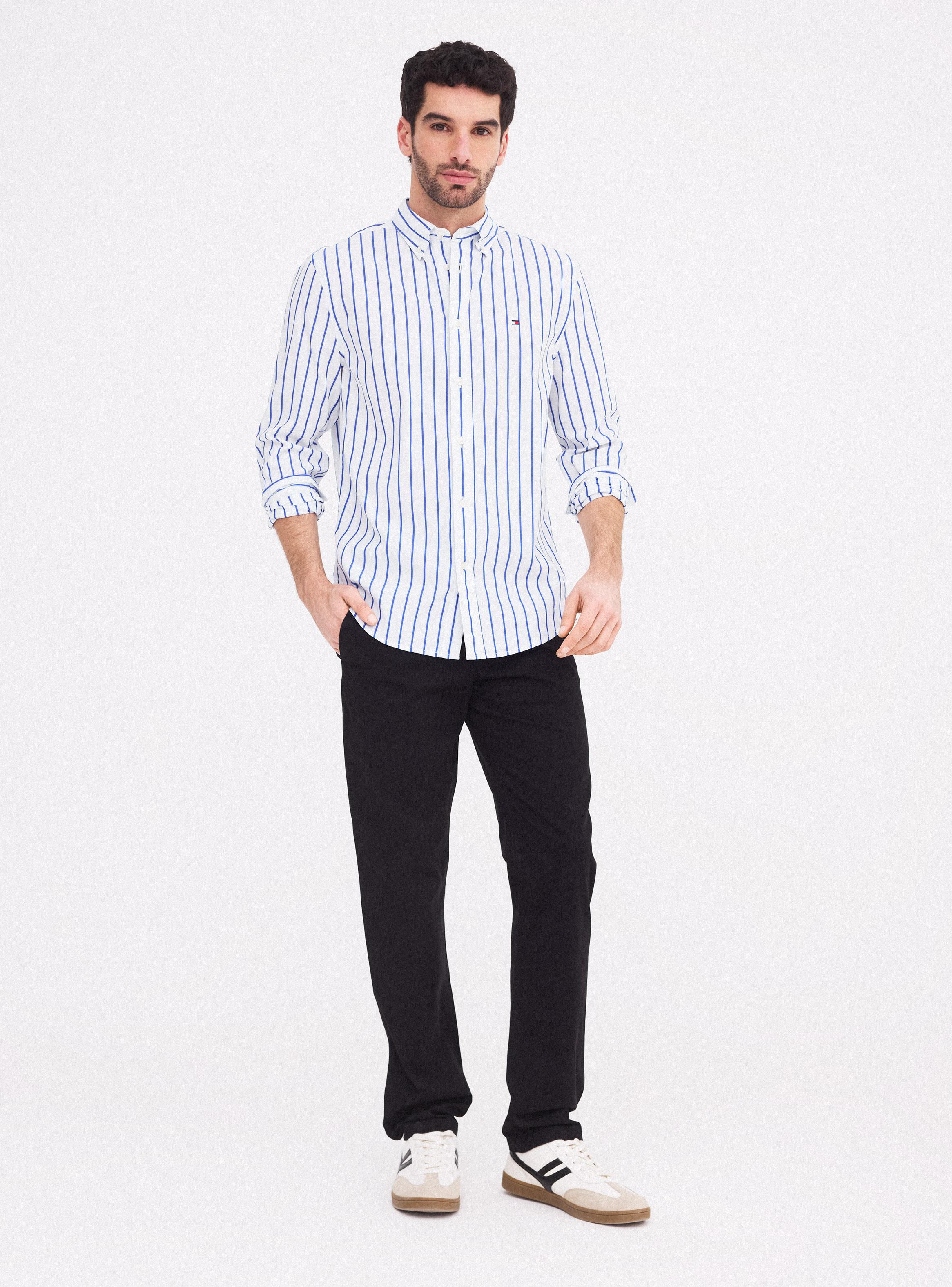 Camisa Manga Larga Print Líneas Algodón-4