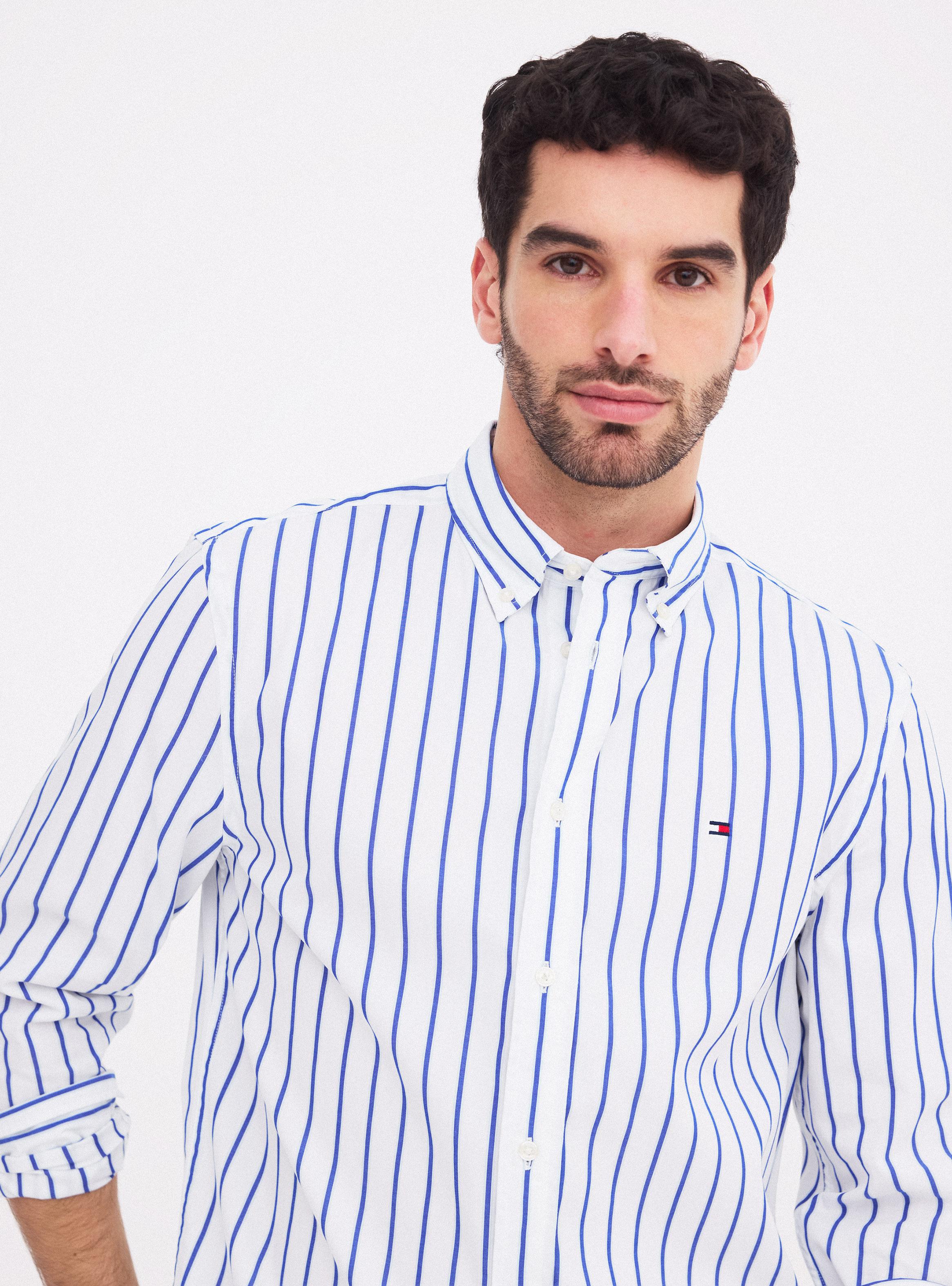 Camisa Manga Larga Print Líneas Algodón-2
