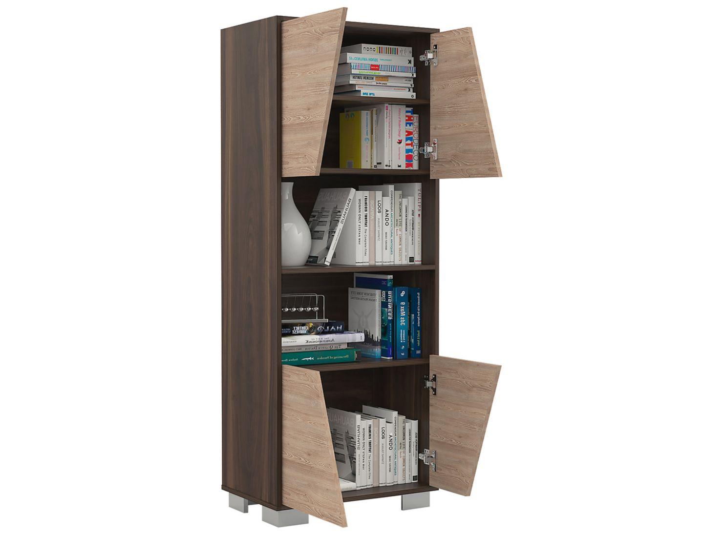 Combo Muebles Fraktal Habano Miel Biblioteca + Mesa Centro-2