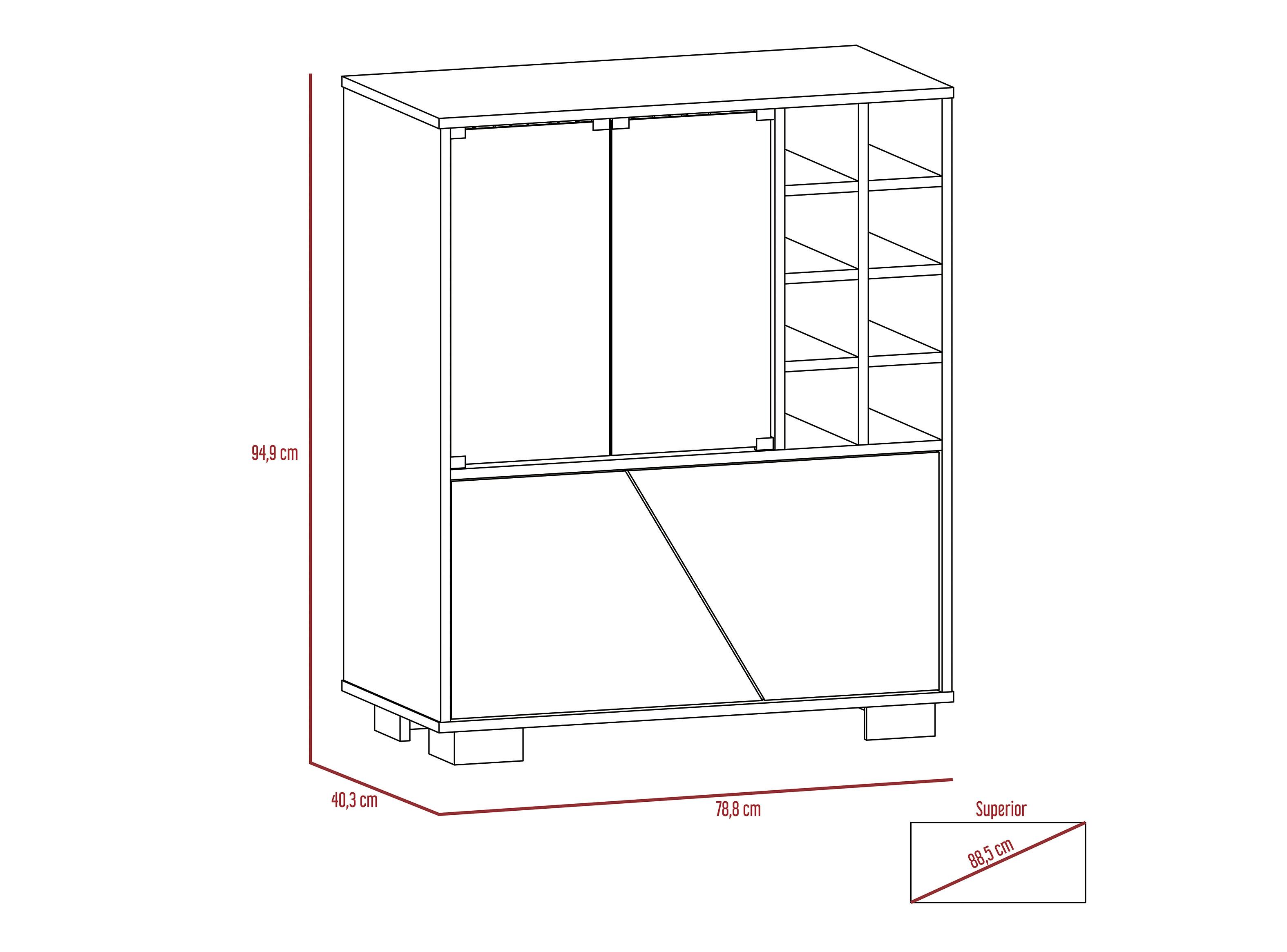 Combo Muebles Fraktal Habano Miel Bar + Mesa Centro-4