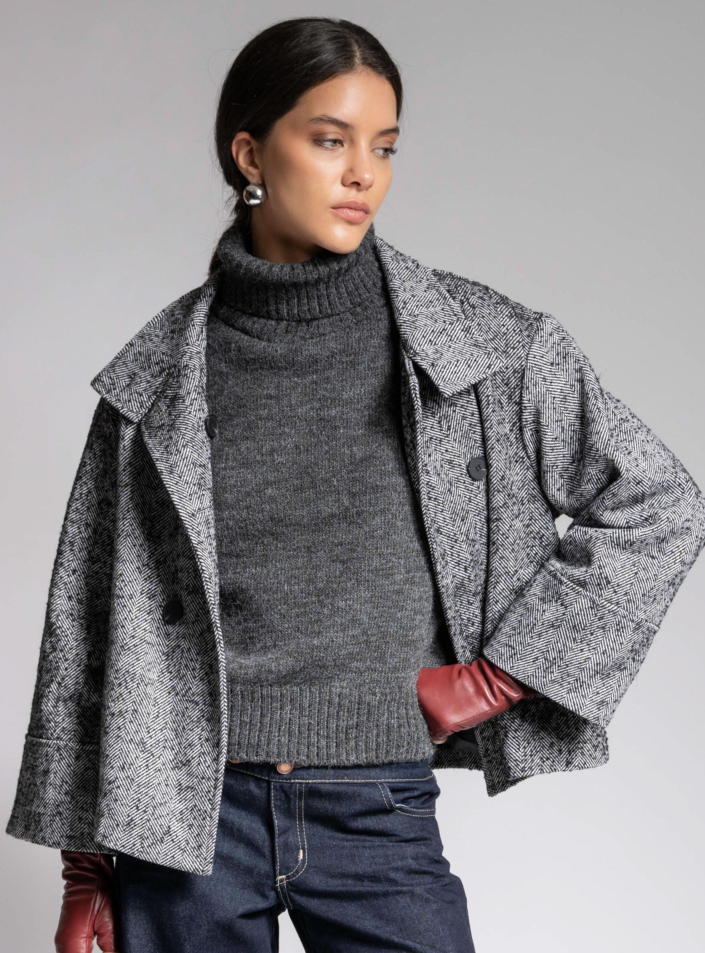Chaqueta Corta Cuello Funnel Hecho en Italia-2