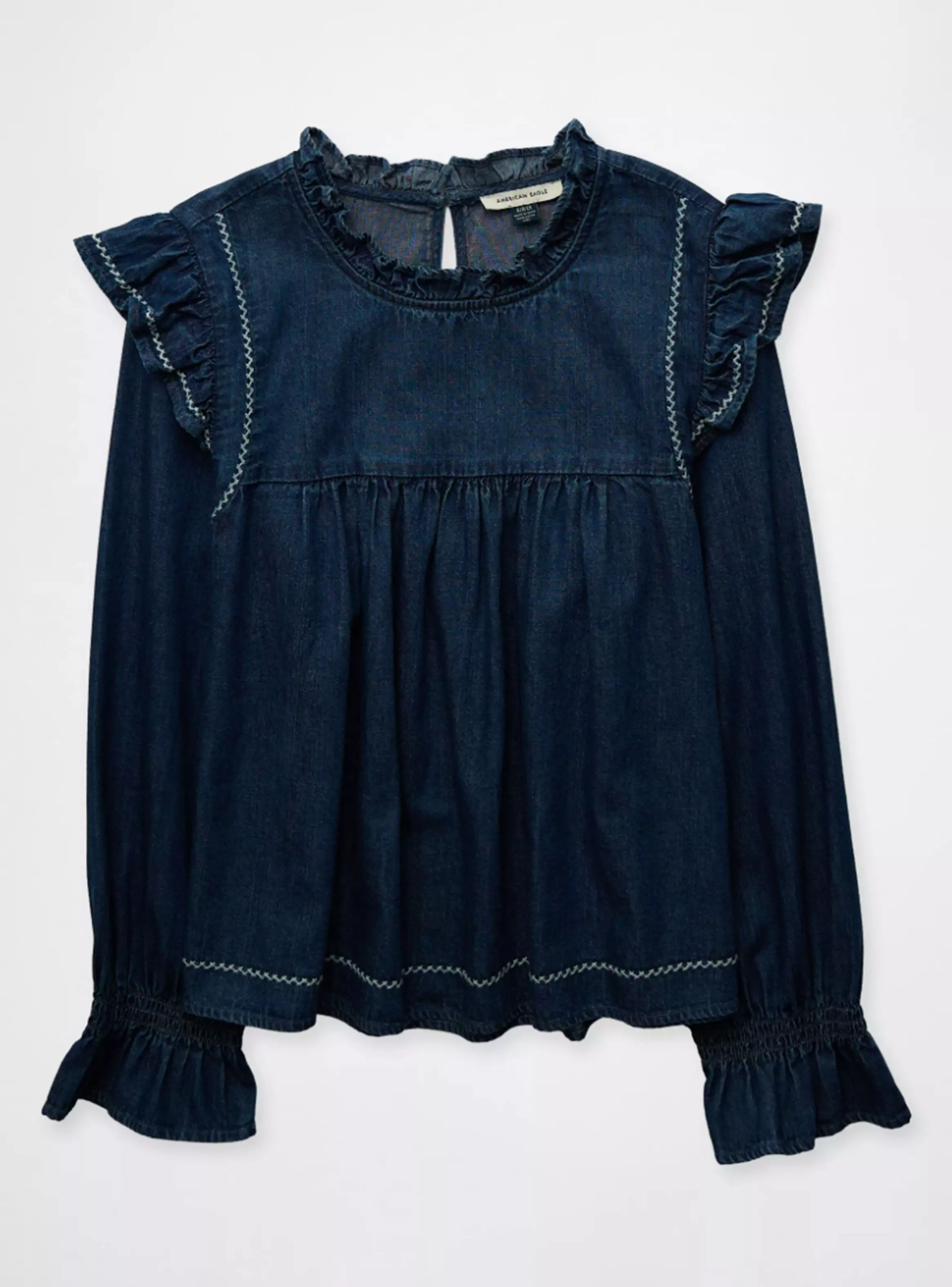Blusa AE Manga Larga Vuelos de Denim-2