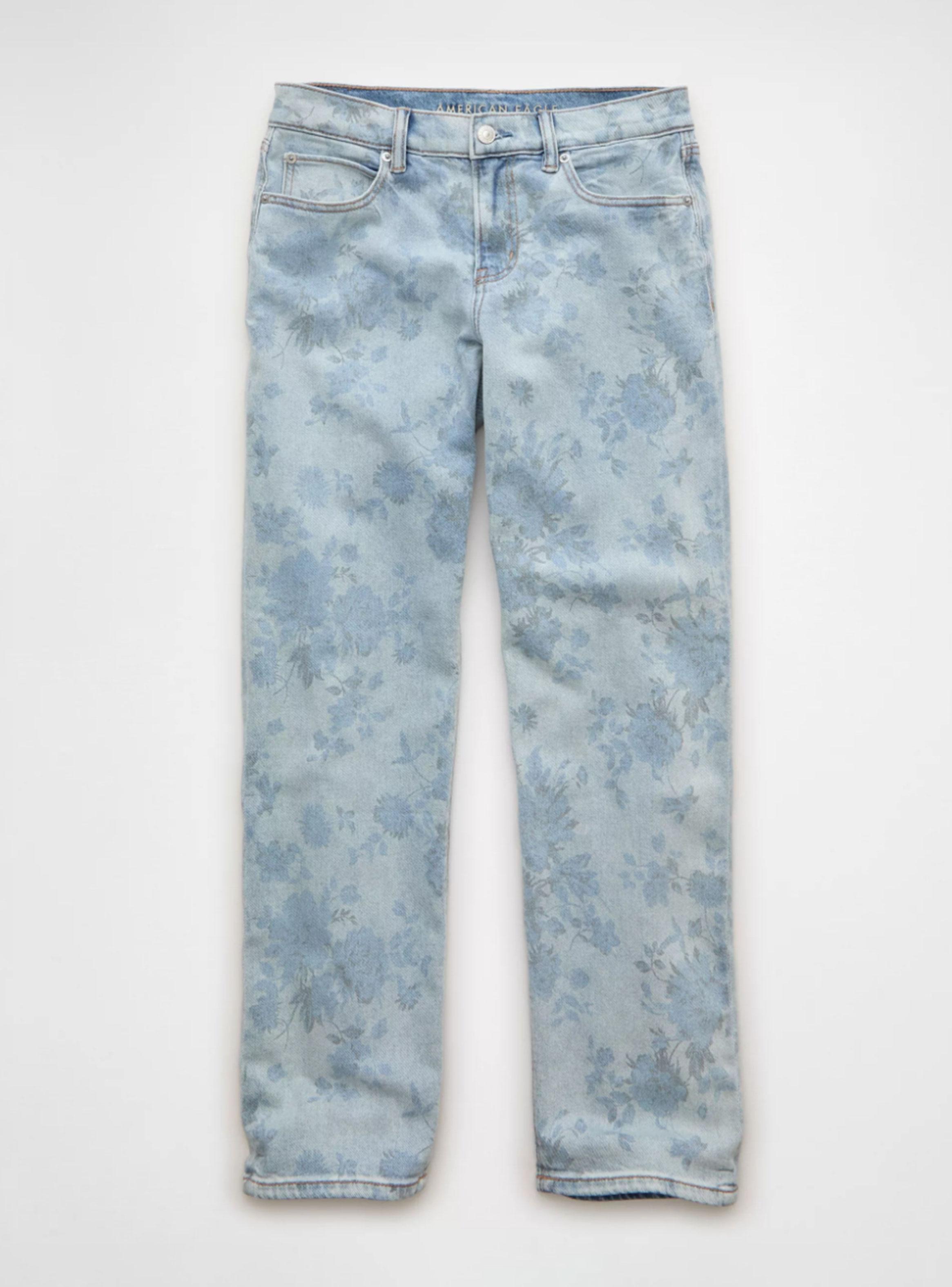 Jeans AE Low-Rise Stretch Straight Holgado con Estampado Floral-3