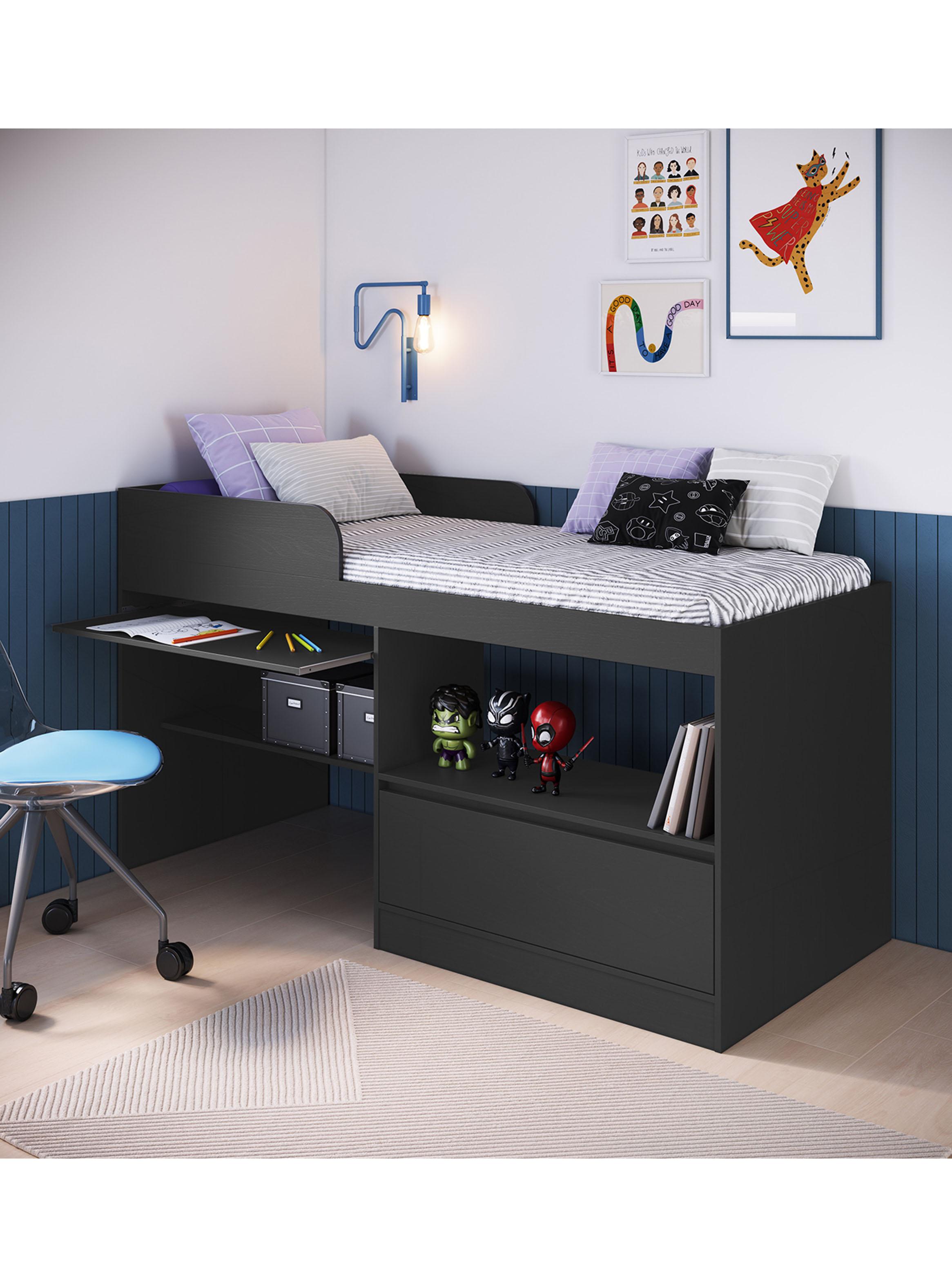 Cama Alta Multifuncional 1.5 Plazas Jacarta-3