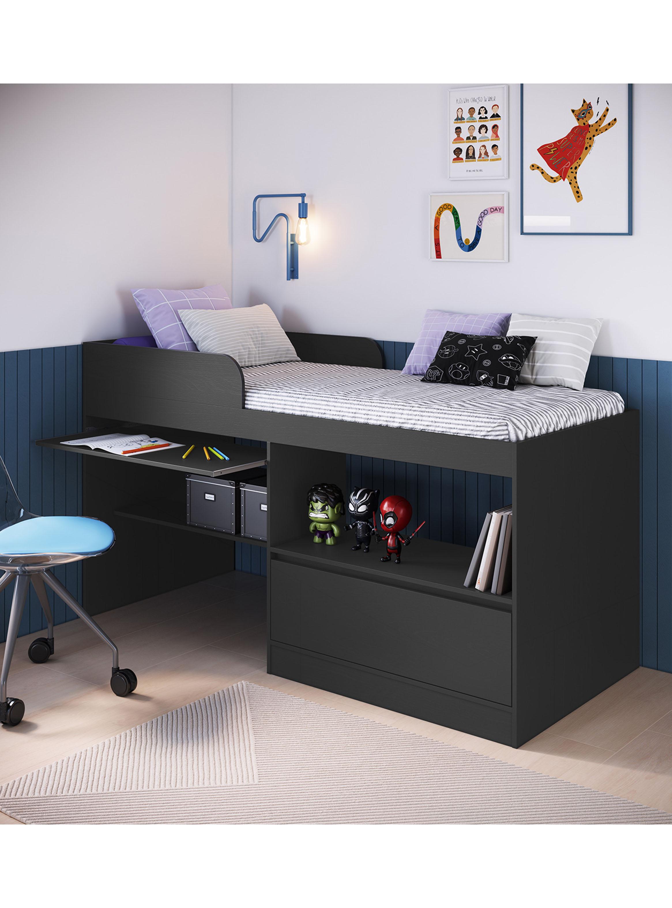 Cama Alta Multifuncional 1 Plaza Jacarta-3