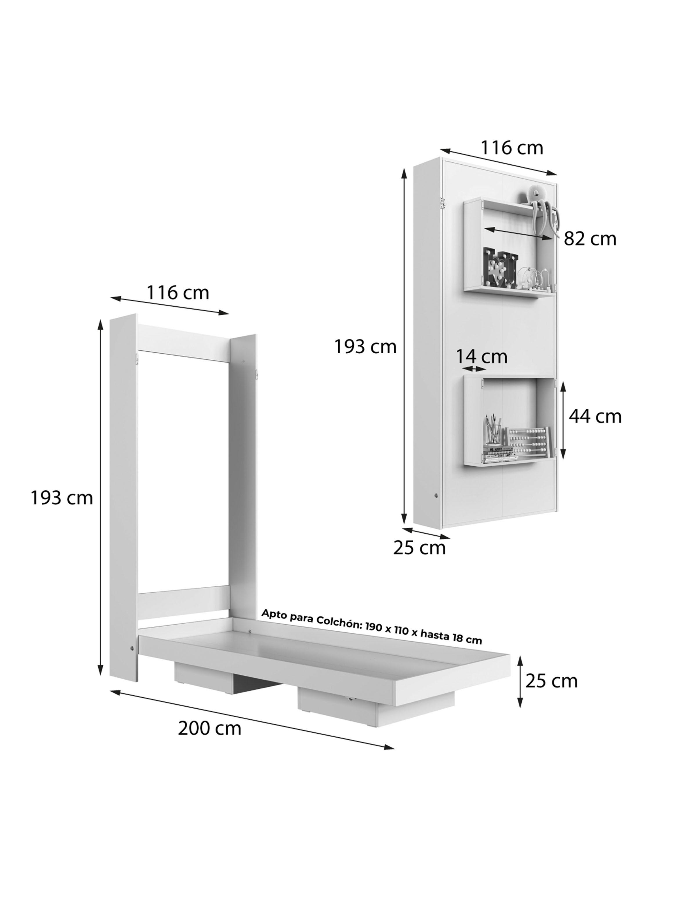Cama Plegable Vertical 1.5 Plazass Vancouver-1